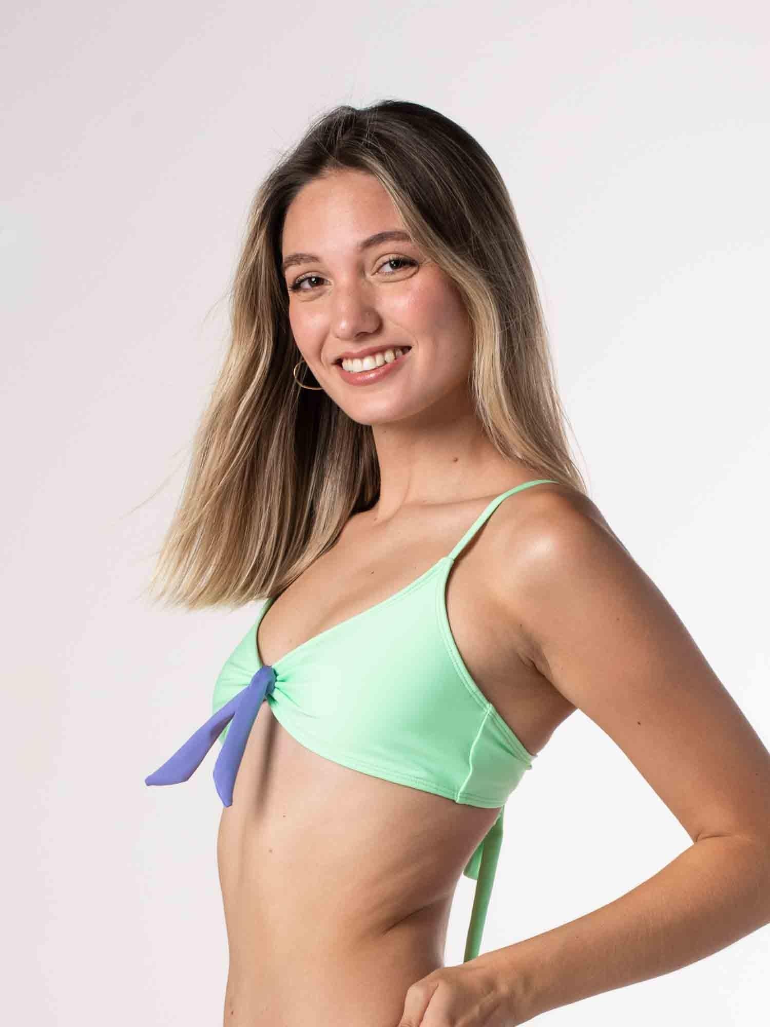 Top de Bikini Daikiri Mujer Deportivo con Lazo Verde Menta Violeta Azulado Protección UV50+-3