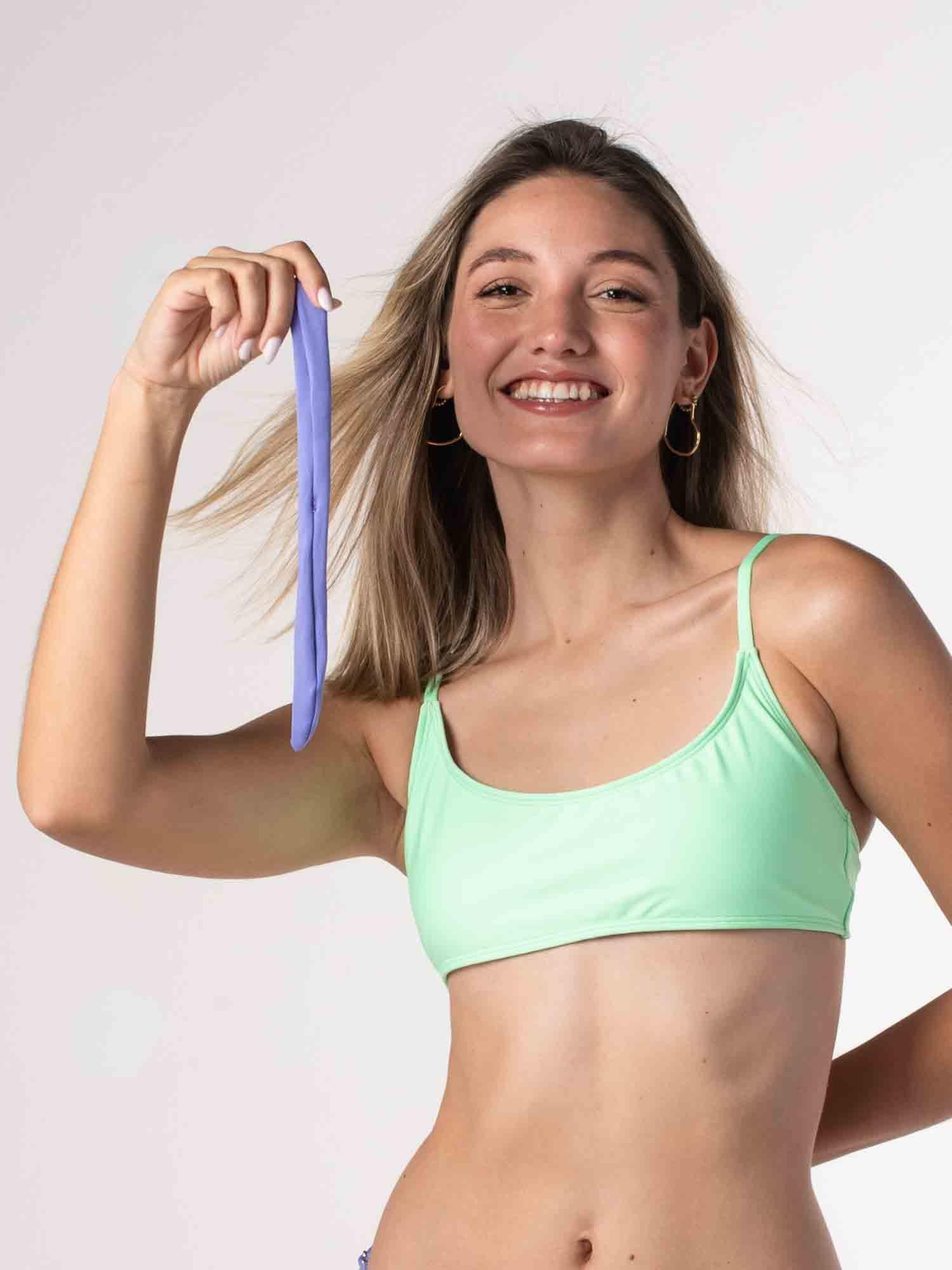Top de Bikini Daikiri Mujer Deportivo con Lazo Verde Menta Violeta Azulado Protección UV50+-4