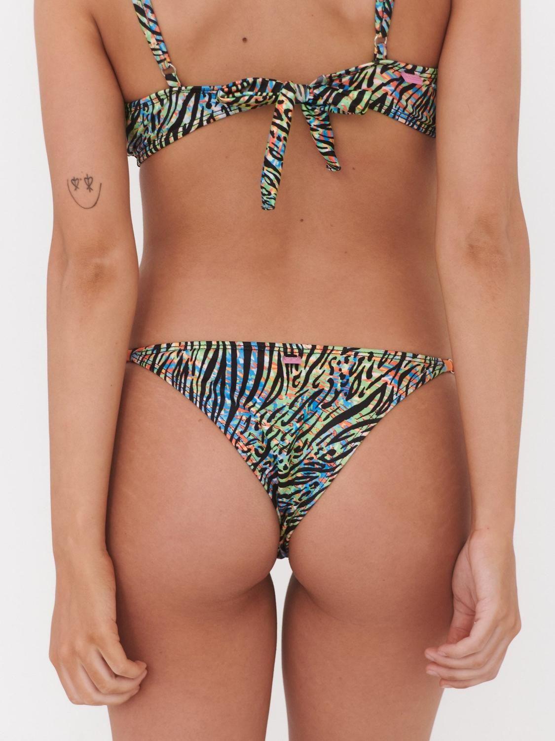 Bottom de Bikini Daikiri Mujer Calzón Regulable Cadera Animal Print Zebra Verde Flúor Filtro UV50+-1