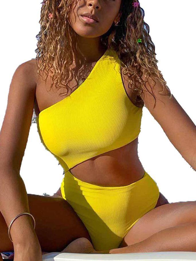 Daikiri Traje De Baño Mujer Trikini Daikiri Amarillo Un Hombro-0