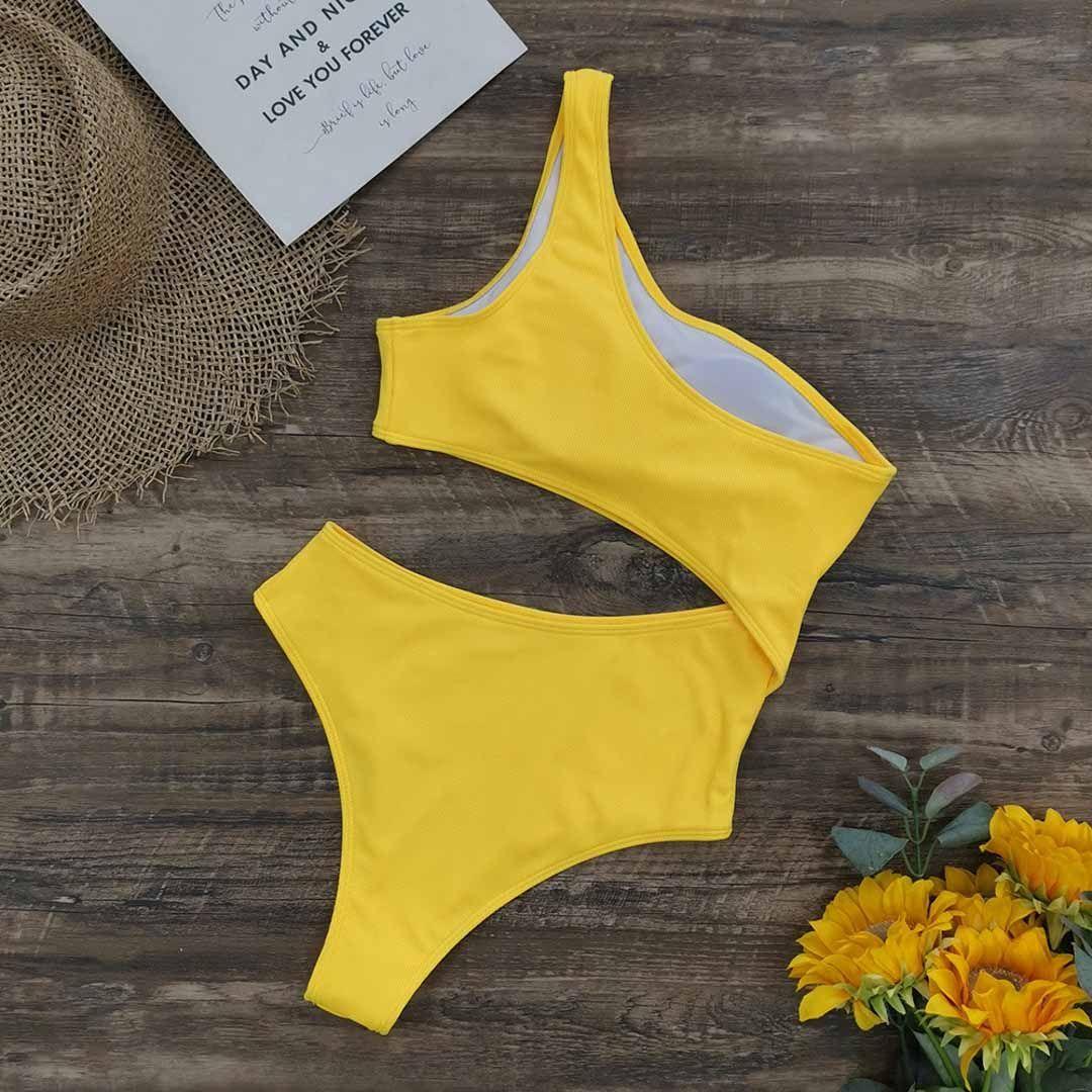 Daikiri Traje De Baño Mujer Trikini Daikiri Amarillo Un Hombro-4