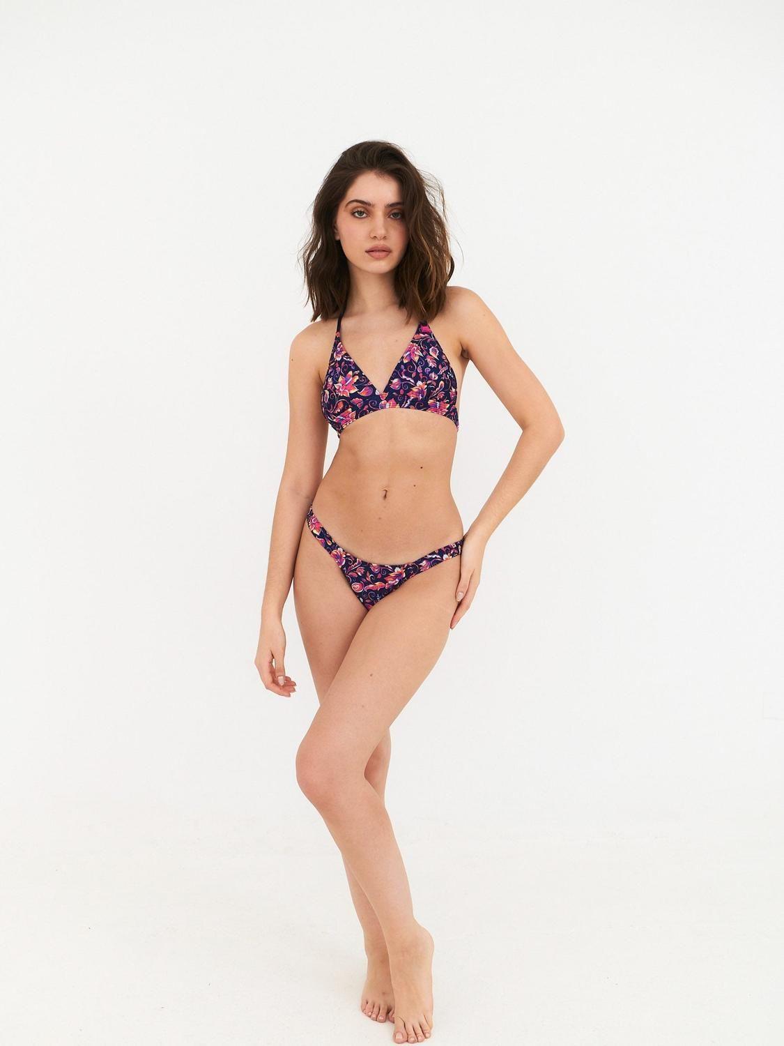 Top de Bikini Daikiri Mujer Triángulo Fijo Flores Azul Flúor Filtro UV50+-6