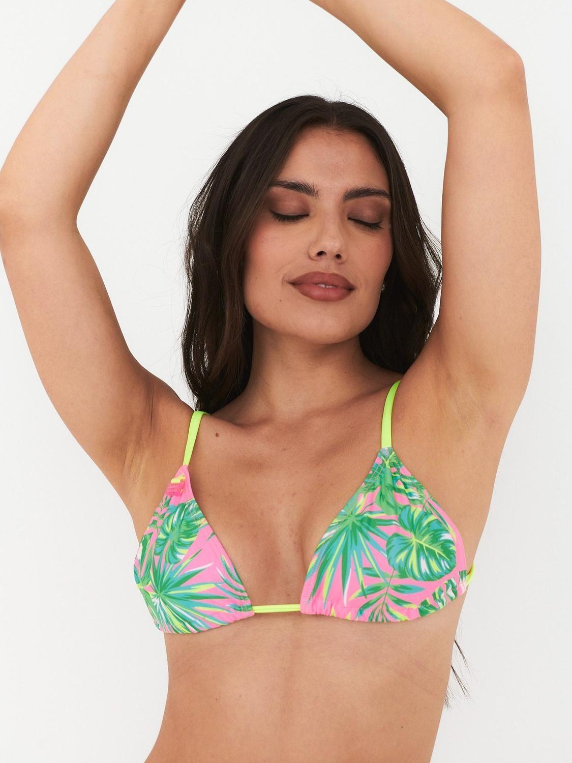 Top de Bikini Daikiri Mujer Triángulo Básico Hojas Rosa Flúor Filtro UV50+-3