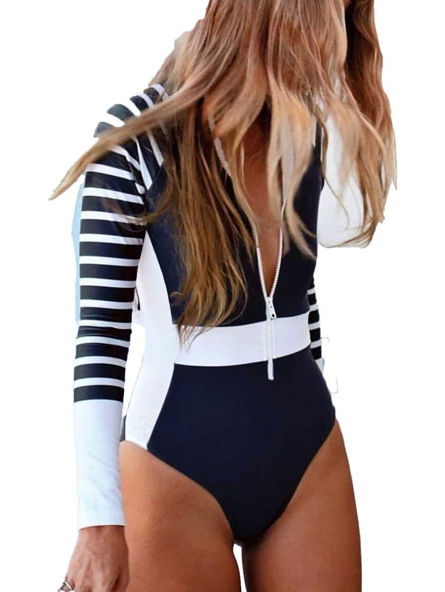 Daikiri Traje De Baño Mujer Entero Surf Rayas Marino-0