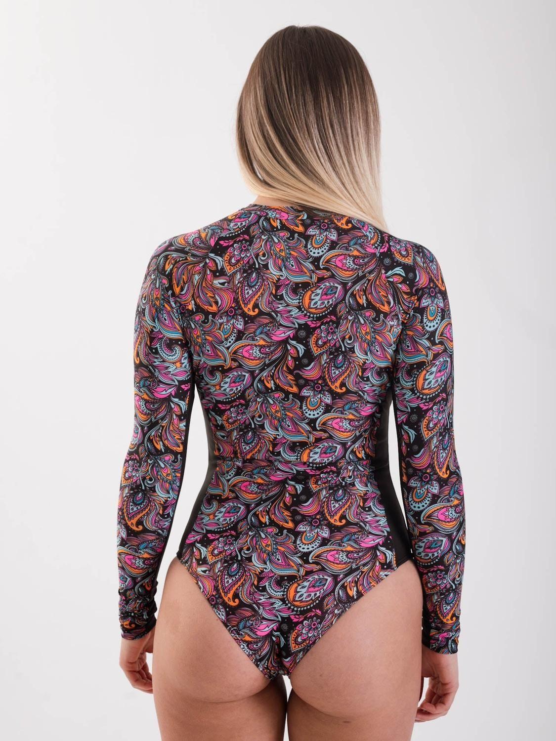 Traje de Baño Surf Daikiri Mujer Manga Larga Cierre Delante Bulgaro Negro Flúor Filtro UV50+-2