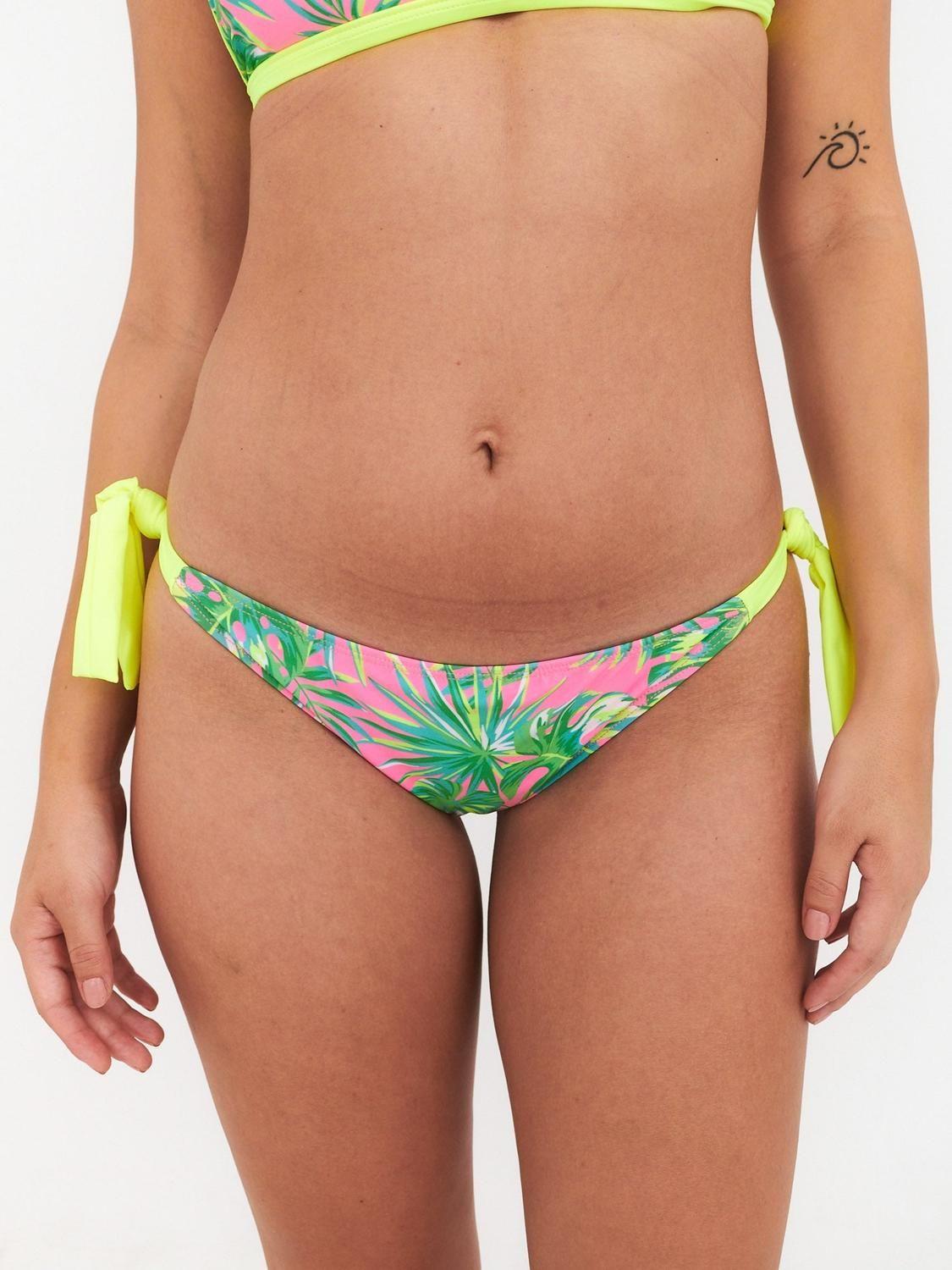 Bottom de Bikini Daikiri Mujer Calzón Amarras Hojas Rosa Flúor Filtro UV50+-0