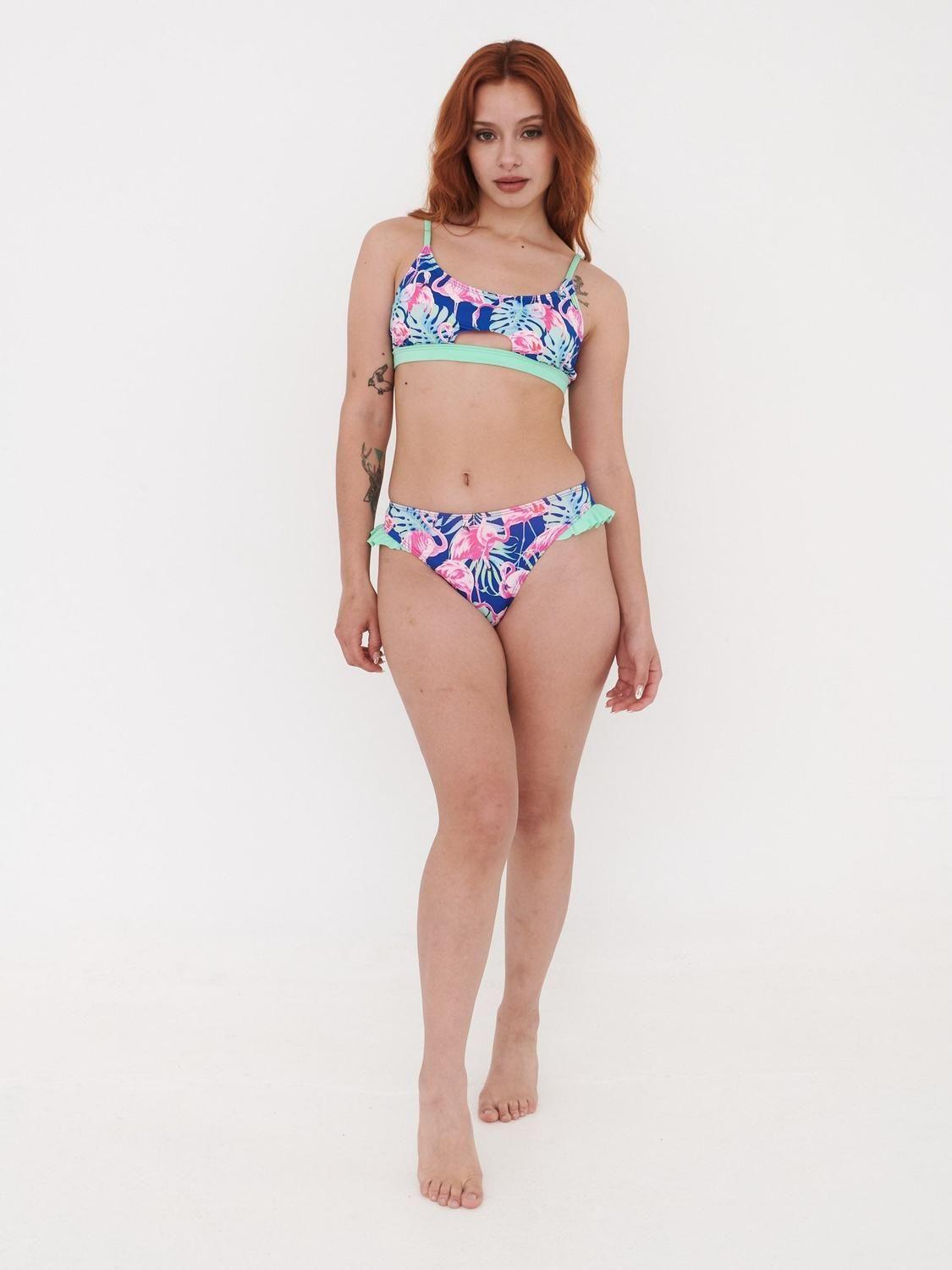 Top de Bikini Daikiri Mujer Deportivo Soporte Flamencos Azul Flúor Filtro UV50+-6