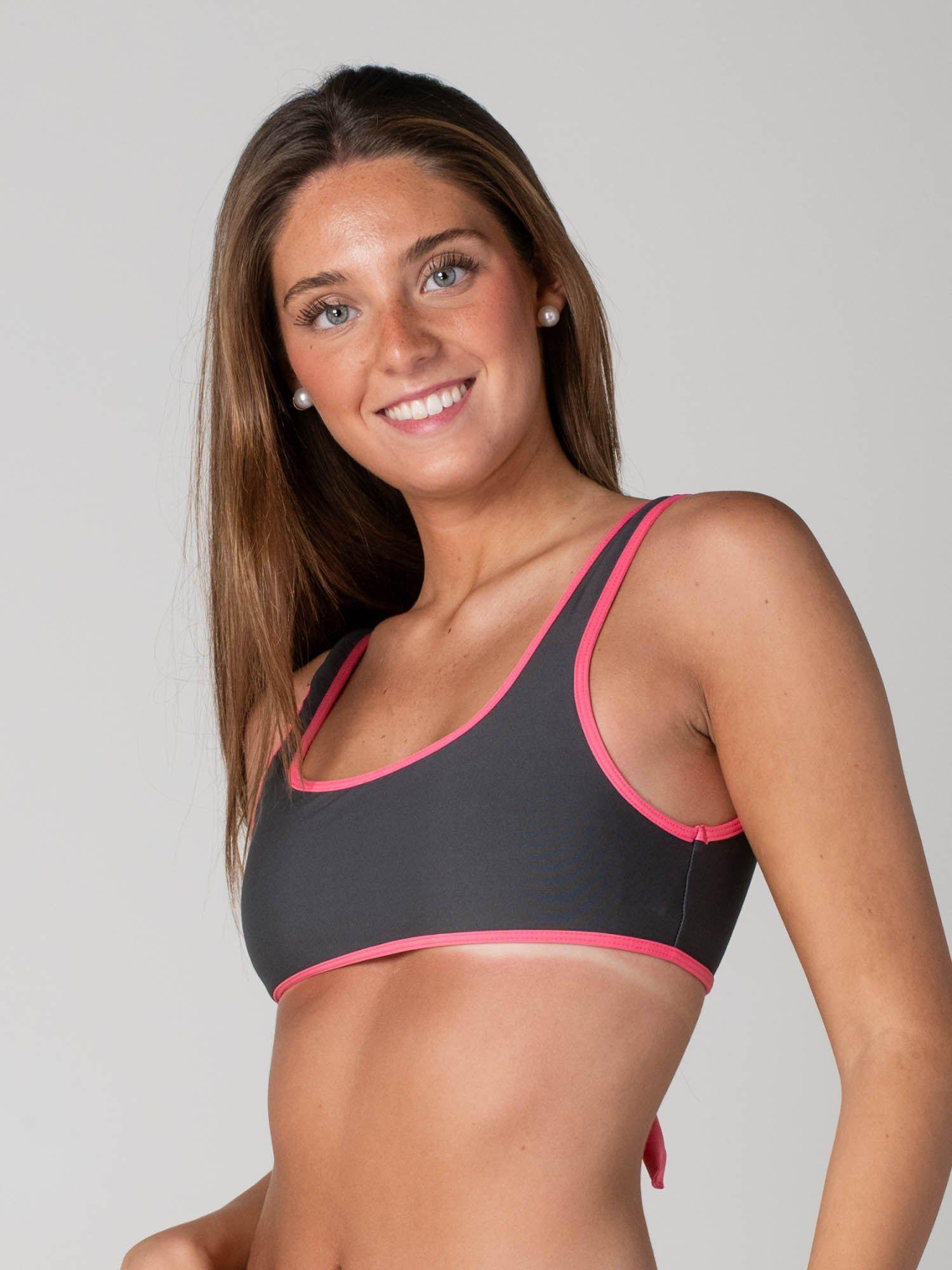 Top de Bikini Daikiri Mujer Deportivo Ajustable Gris Grafito Rosado Protección UV50+-4