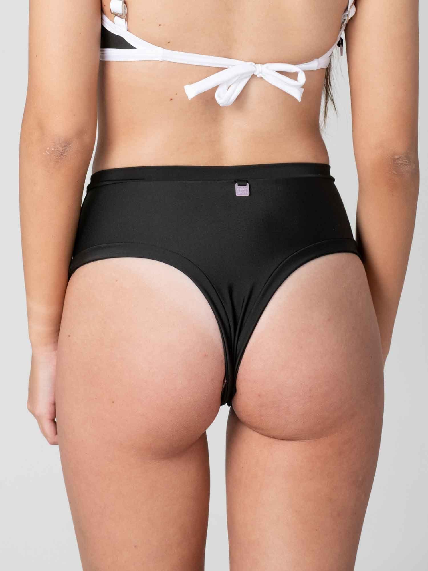 Bottom de Bikini Daikiri Mujer Calzón Tiro Alto Sin Elasticos Negro Protección UV50+-1