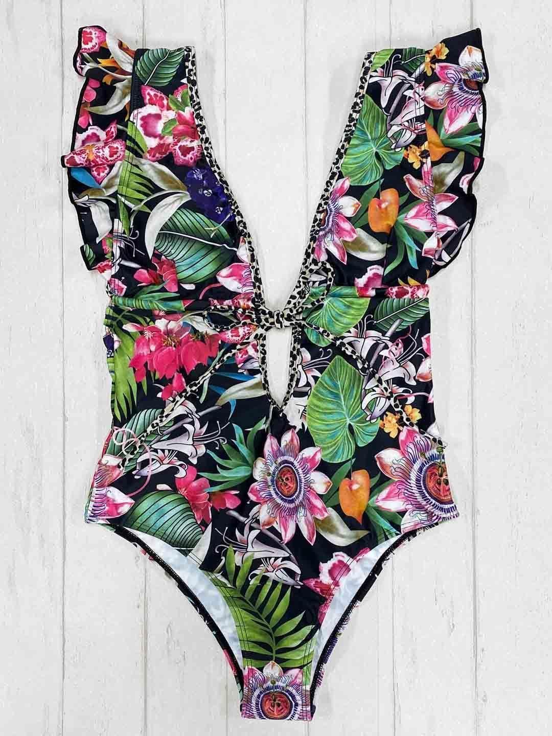 Daikiri Traje De Baño Mujer Entero Vuelitos Flores-4