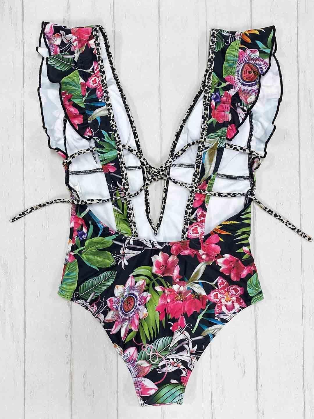 Daikiri Traje De Baño Mujer Entero Vuelitos Flores-5