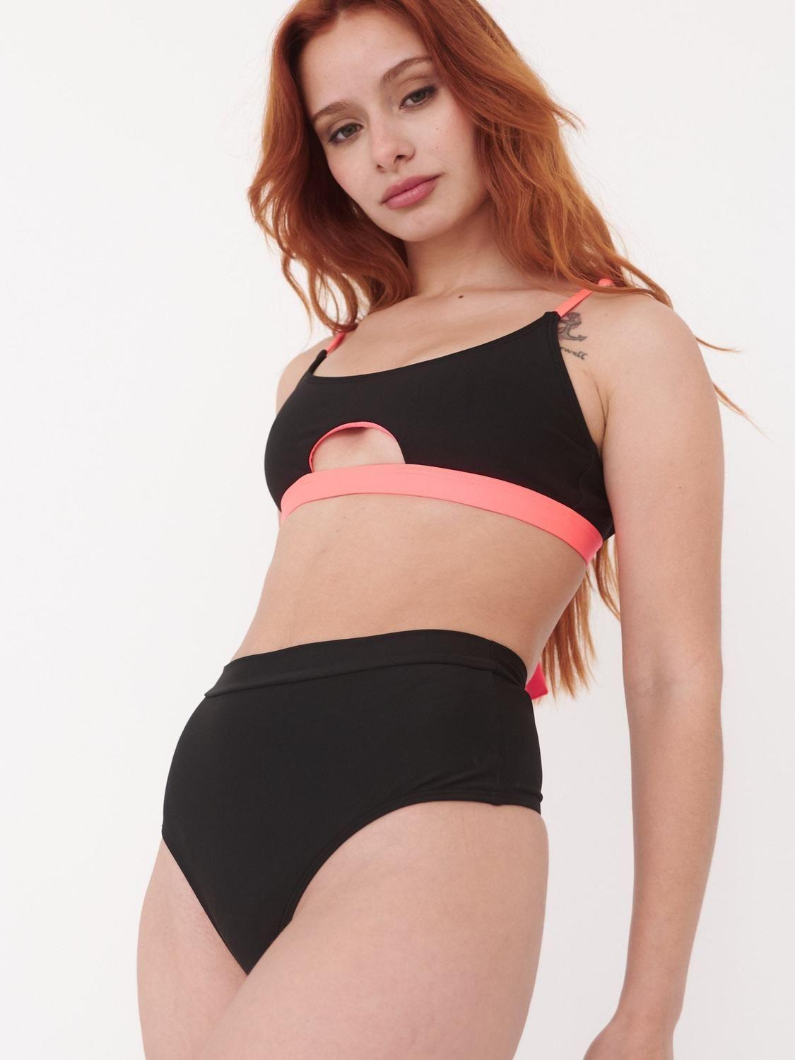 Bikini Daikiri Mujer Deportivo Soporte Calzón Tiro Alto Negro Filtro UV50+-1