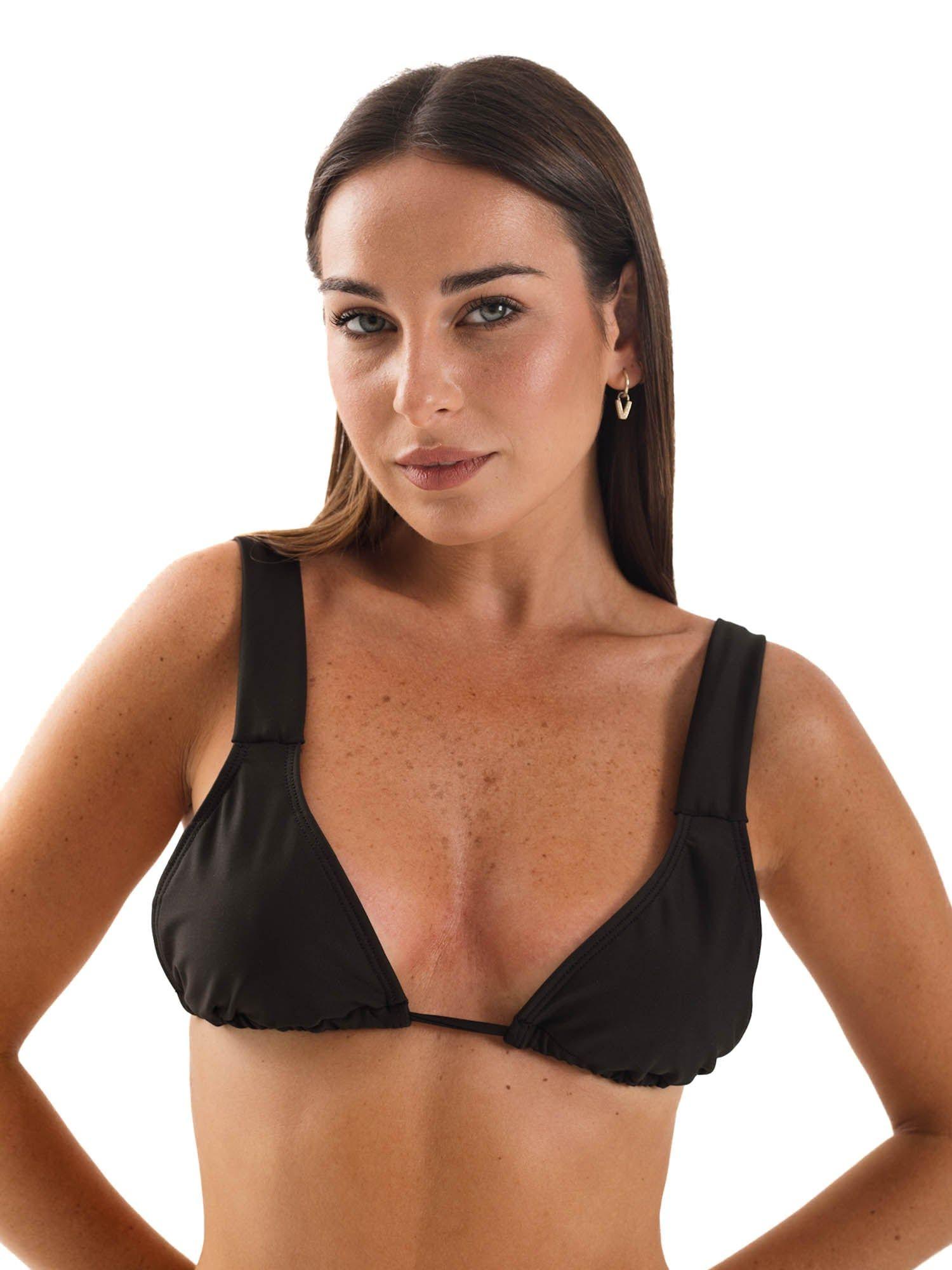 Daikiri Top de Bikini Mujer Negro Liso Triángulo Ajustable Protección UV 50+-0