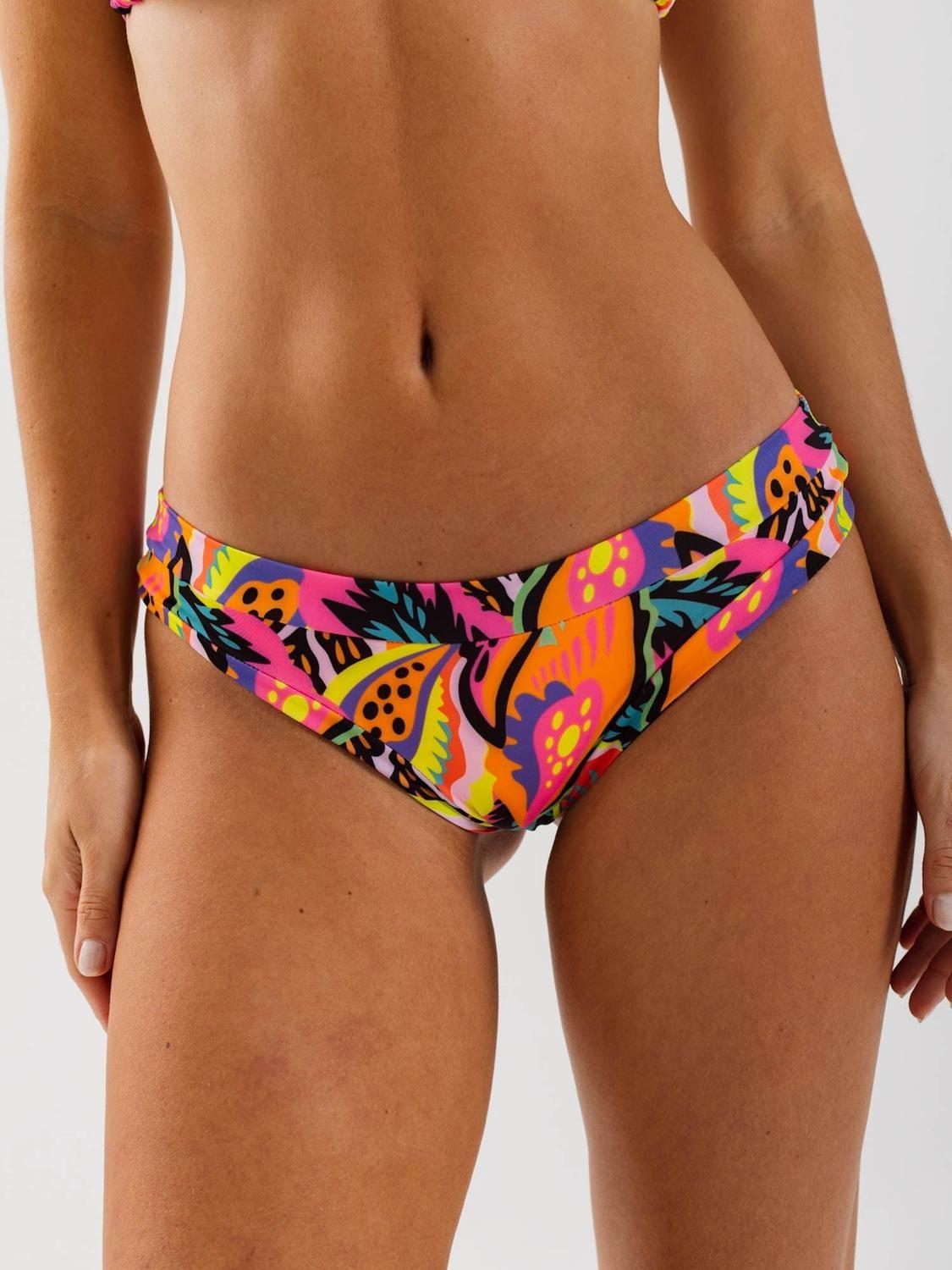 Bottom de Bikini Daikiri Mujer Calzón Sin Costuras Flores Negro Flúor Filtro UV50+-2