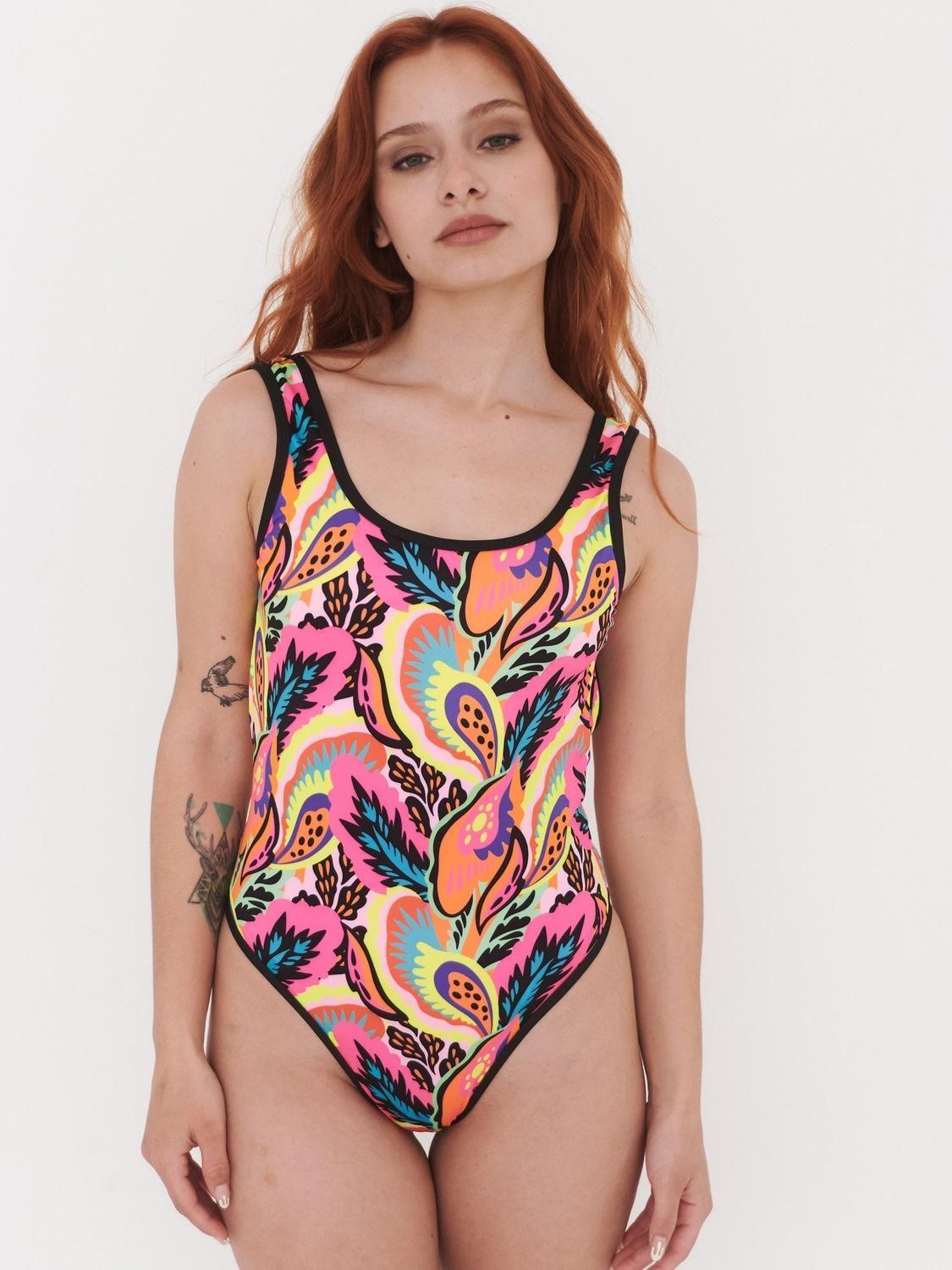 Traje de Baño Daikiri Mujer Baywatch Clásico Flores Negro Flúor Filtro UV50+-2