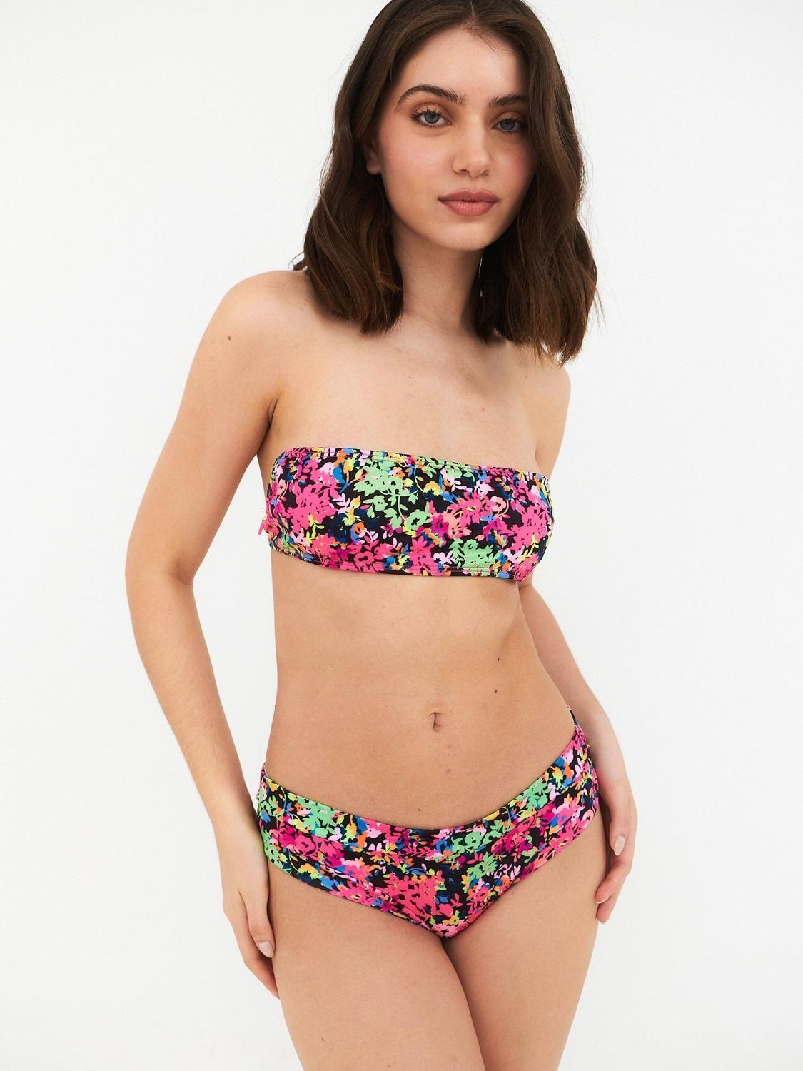 Top de Bikini Daikiri Mujer Strapless Flores Negro Rosa Flúor Filtro UV50+-3