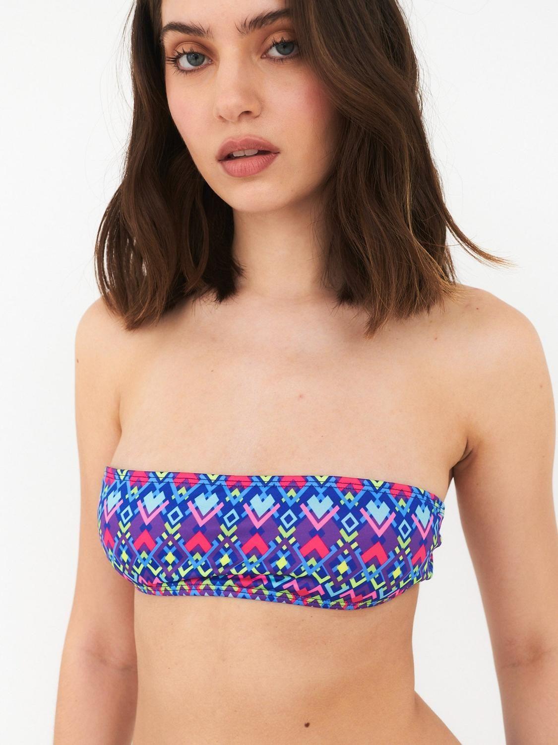 Top de Bikini Daikiri Mujer Strapless Geométrico Azul Flúor Filtro UV50+-0