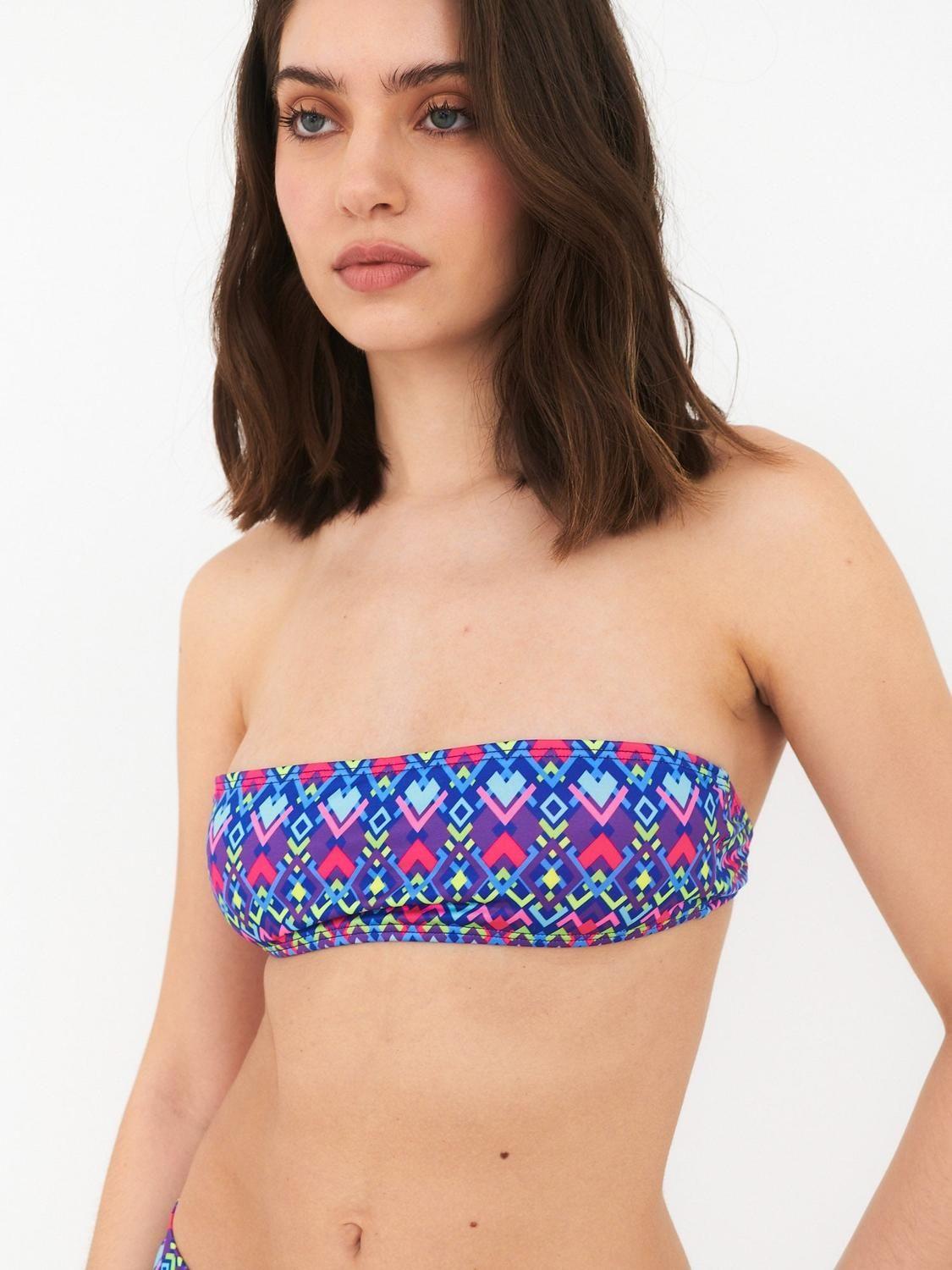 Top de Bikini Daikiri Mujer Strapless Geométrico Azul Flúor Filtro UV50+-2