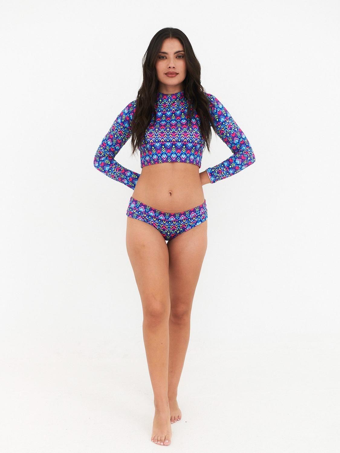 Bottom de Bikini Daikiri Mujer Calzón Sin Costuras Geométrico Azul Flúor Filtro UV50+-5