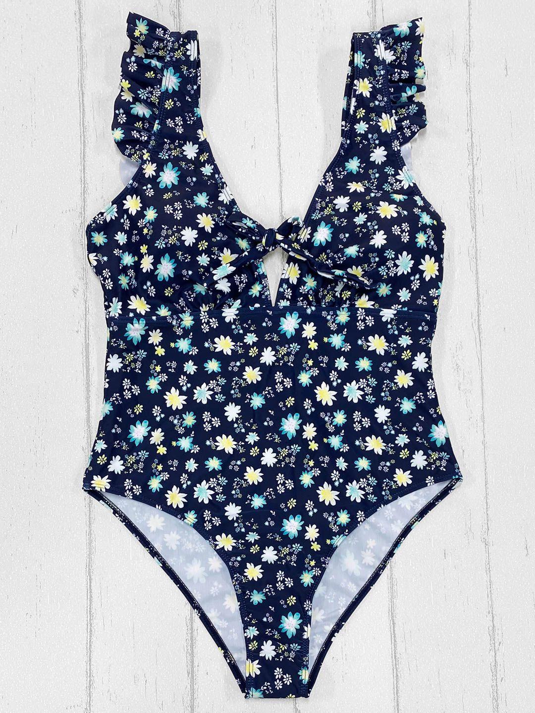 Daikiri Traje De Baño Mujer Entero Daikiri Vuelos Azul Flores-3