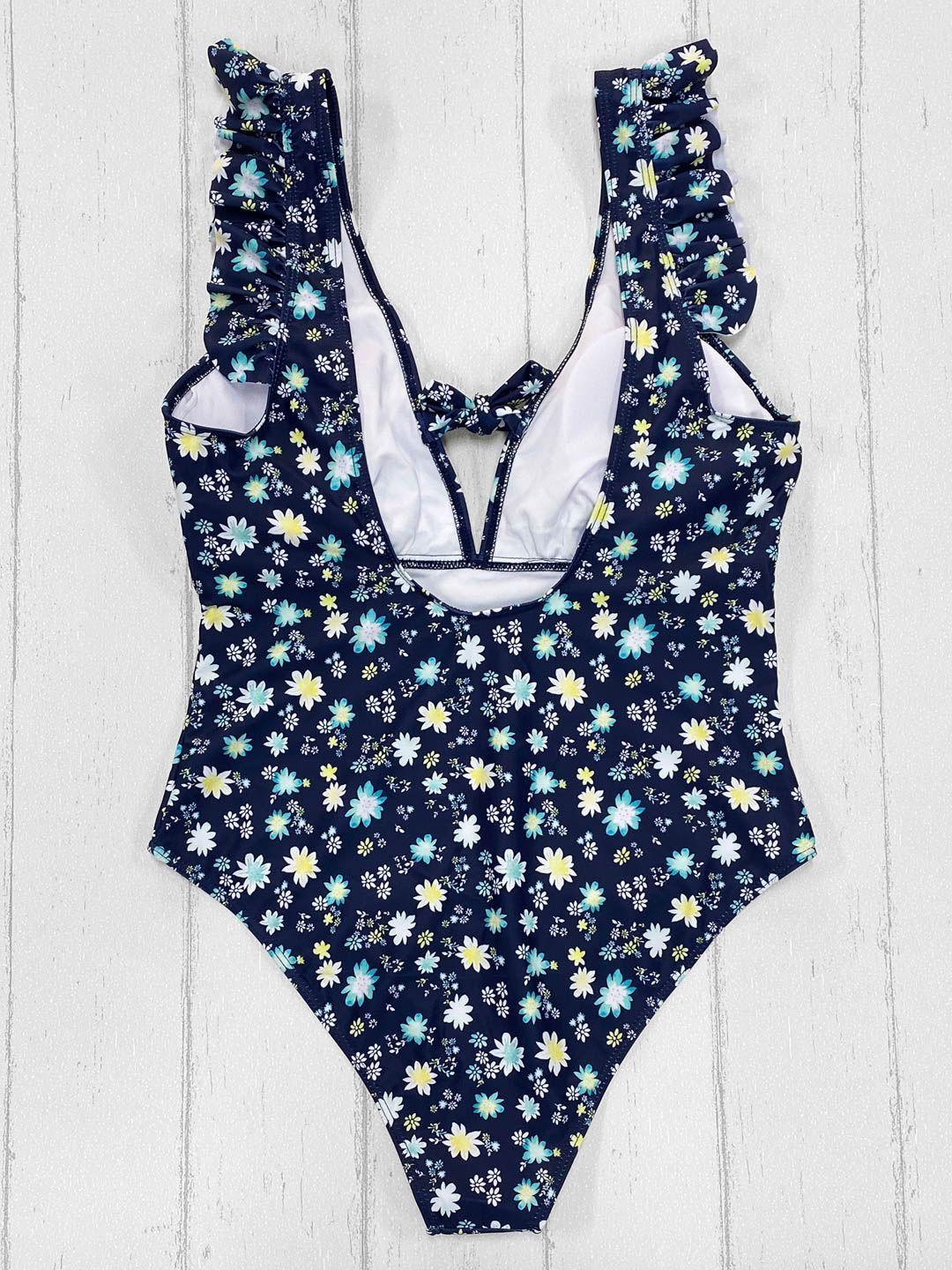 Daikiri Traje De Baño Mujer Entero Daikiri Vuelos Azul Flores-4