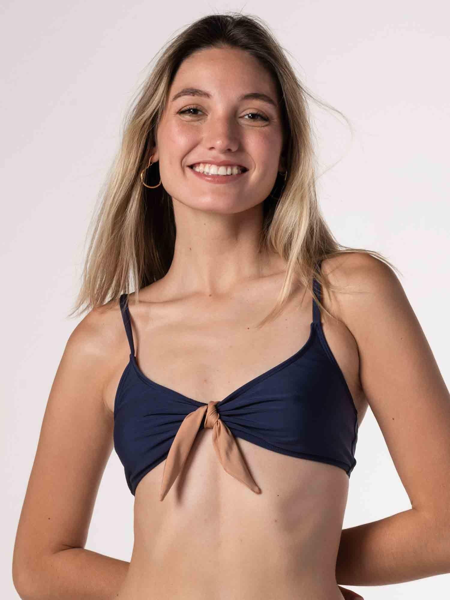 Top de Bikini Daikiri Mujer Deportivo con Lazo Azul Marino Café Protección UV50+-0