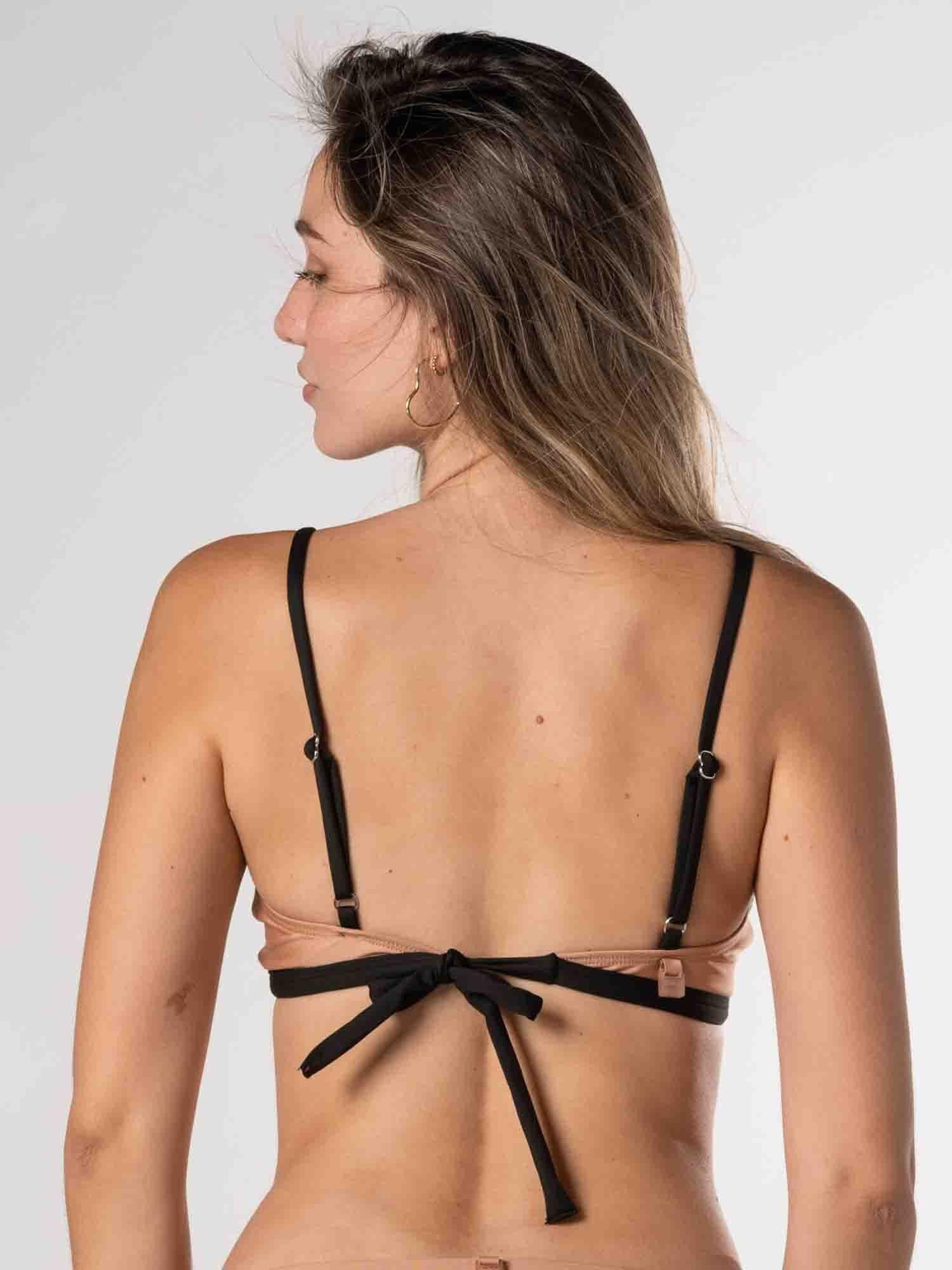 Top de Bikini Daikiri Mujer Triángulo Cruzado Cafe con Negro Protección UV50+-5