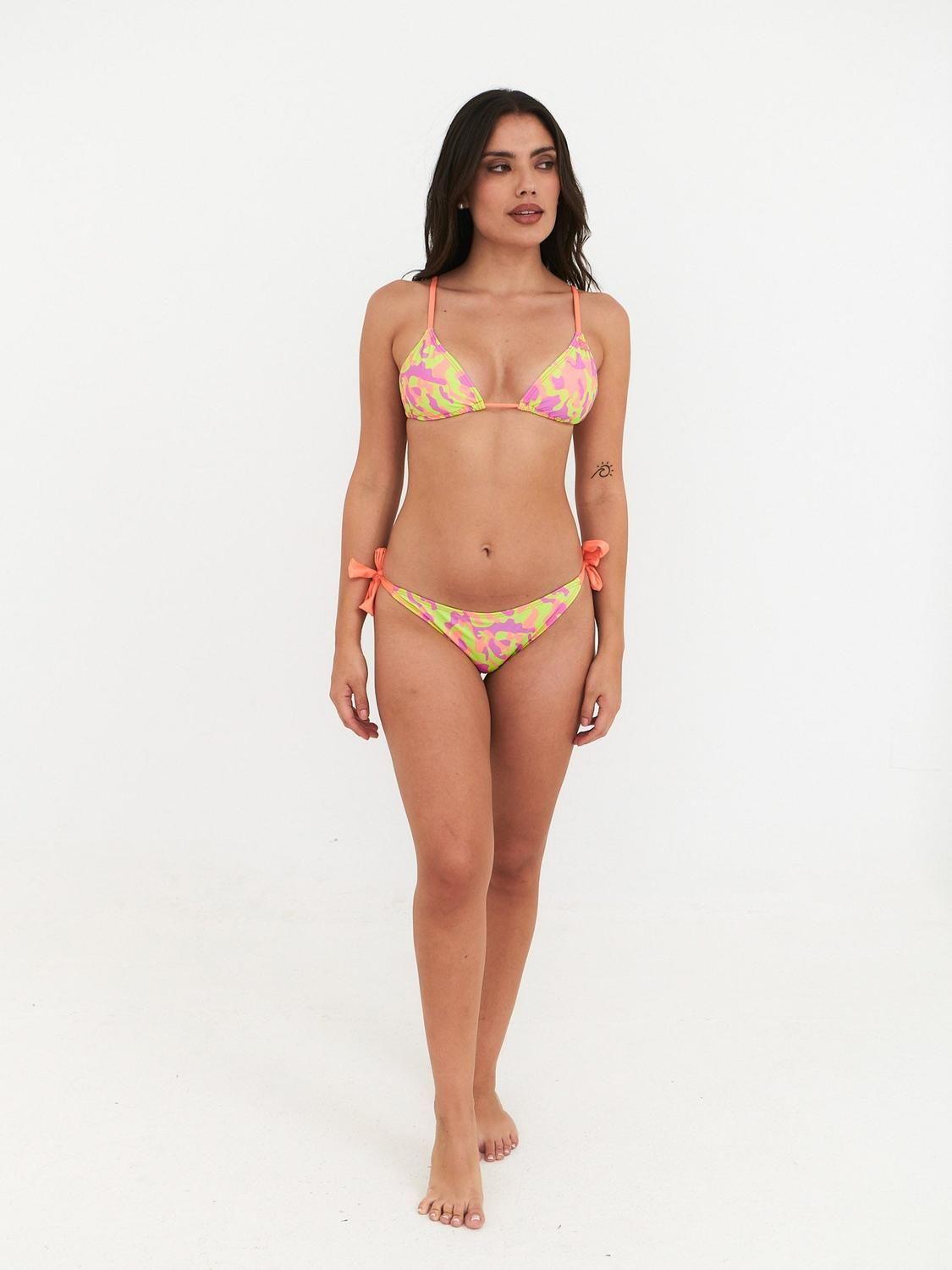 Bottom de Bikini Daikiri Mujer Calzón Amarras Militar Amarillo Flúor Filtro UV50+-5