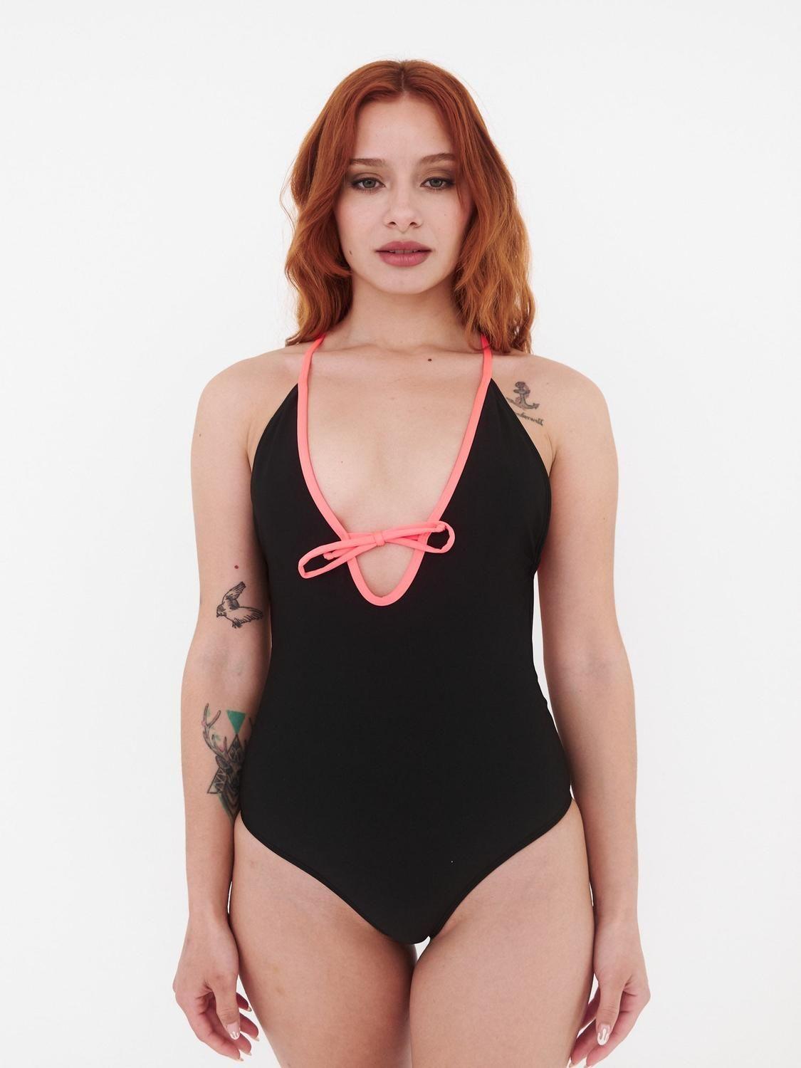 Traje de Baño Daikiri Mujer Sin Espalda Amarra Delantera Negro Filtro UV50+-2