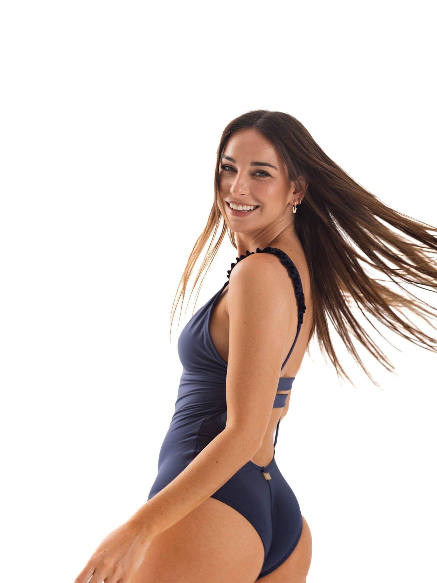 Daikiri Traje de Baño Mujer Azul Liso Control Abdomen Culote Protección UV 50+-2