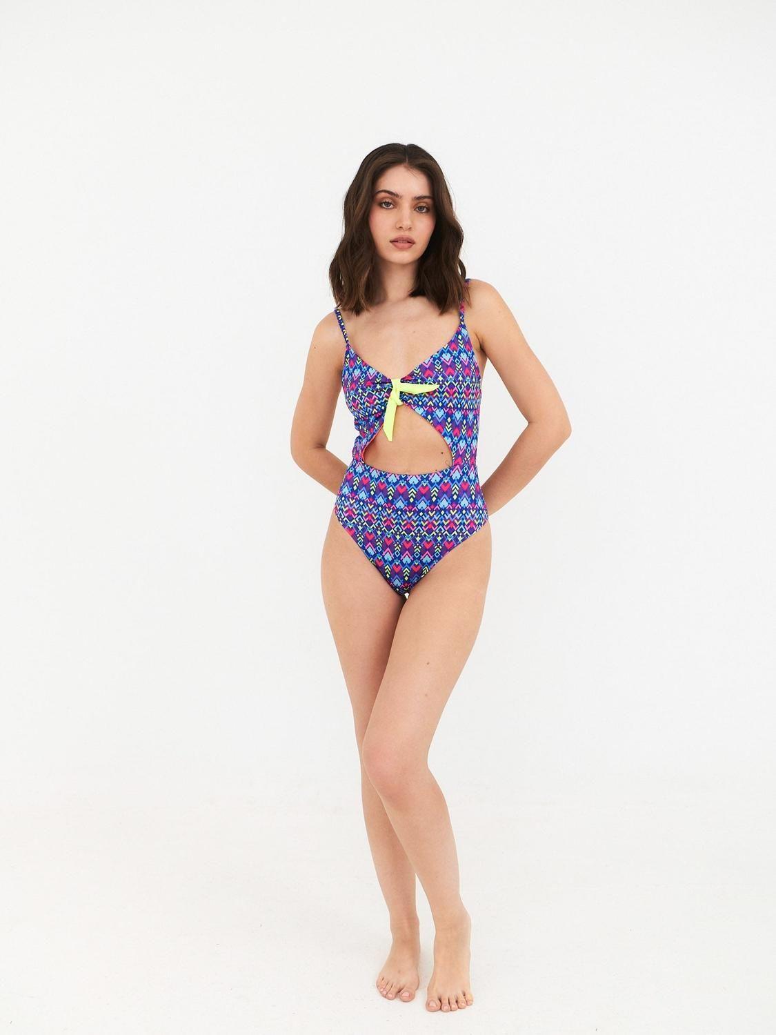 Trikini Daikiri Mujer Ajustable Espalda Geométrico Azul Flúor Filtro UV50+-5
