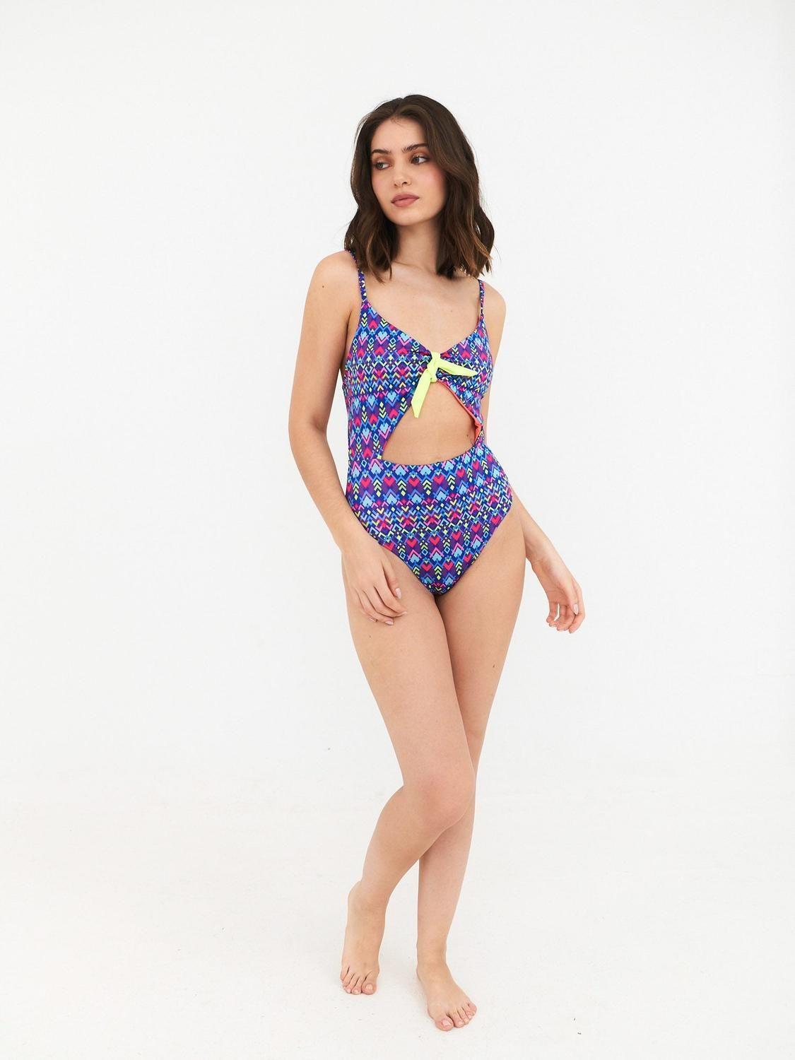 Trikini Daikiri Mujer Ajustable Espalda Geométrico Azul Flúor Filtro UV50+-6