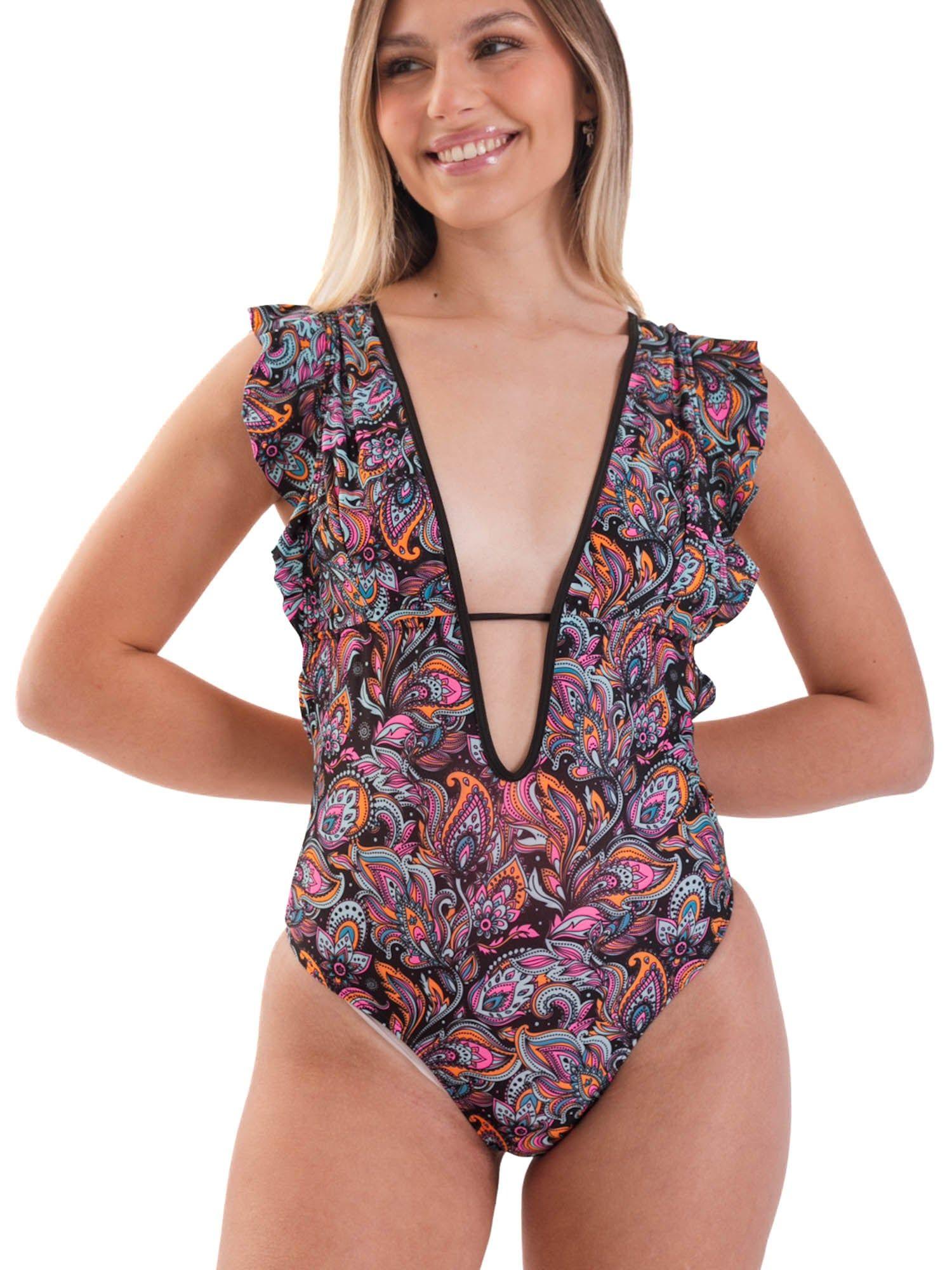 Daikiri Traje de Baño Mujer Negro Estampado Control Abdomen Deportivo Protección UV 50+-0