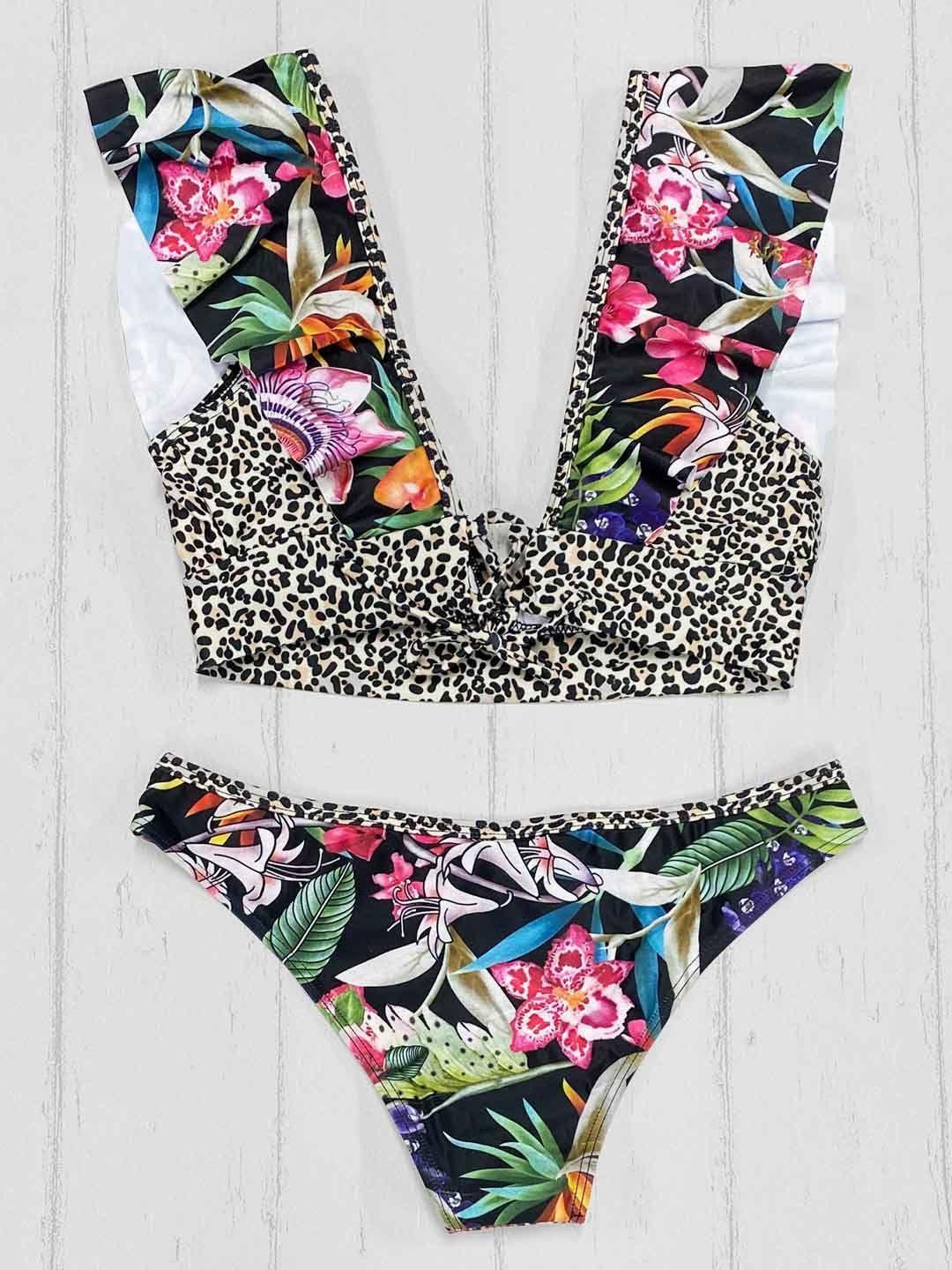 Daikiri Bikini Mujer Daikiri Vuelos Animal Print Flores Dos Piezas-5