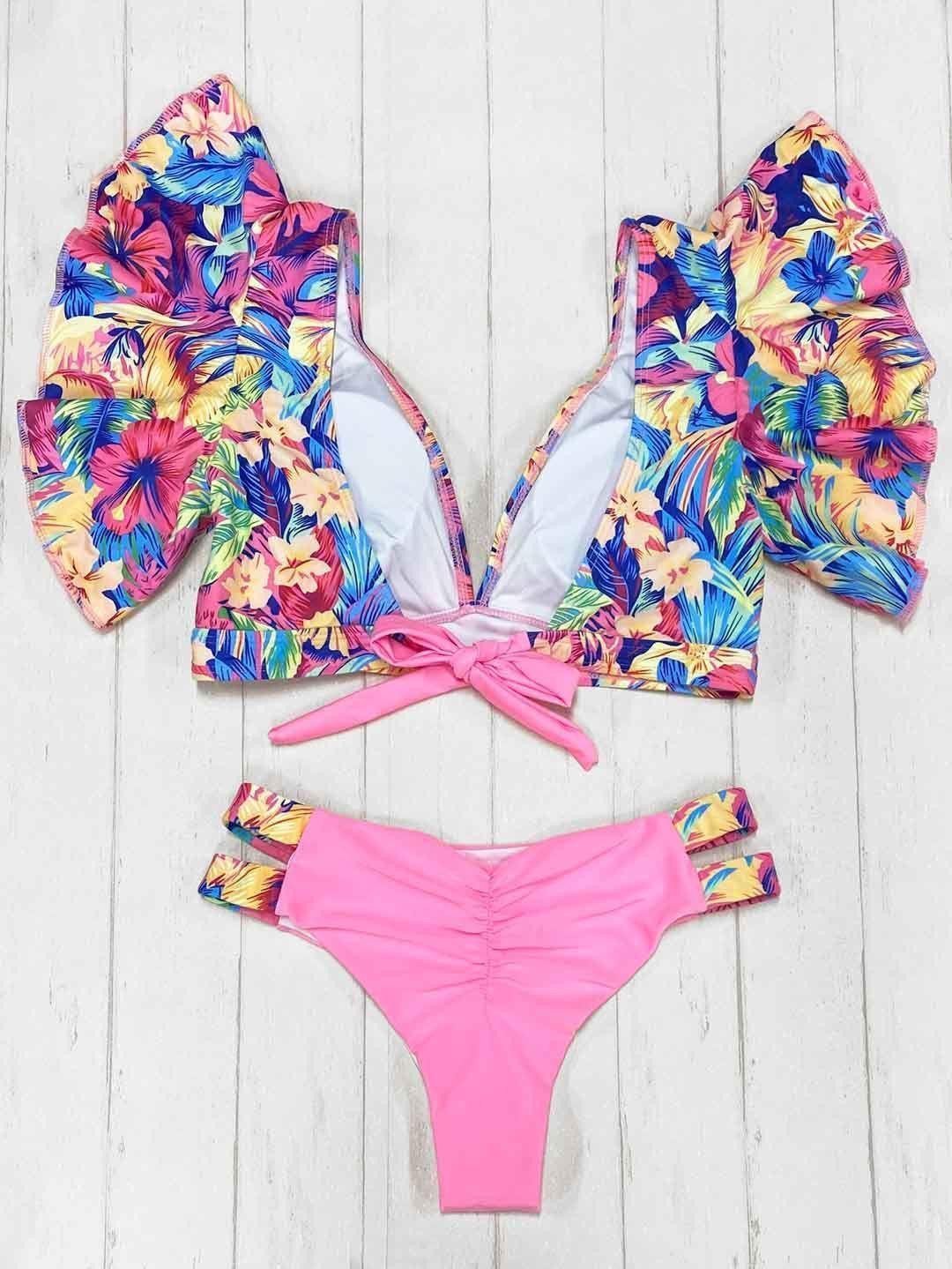 Daikiri Bikini Daikiri Rosado Flores Mujer S A Xl-1