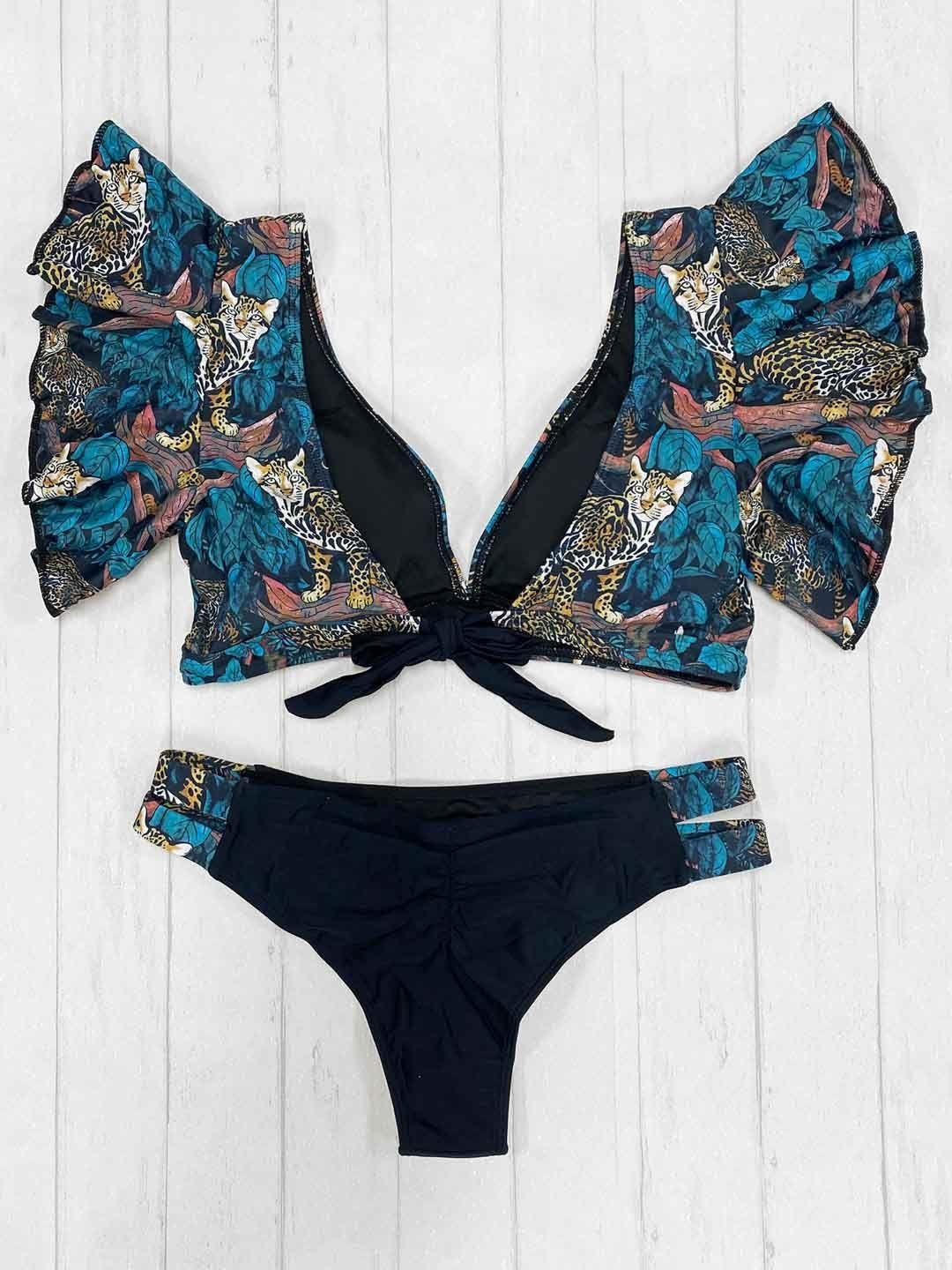 Daikiri Bikini Mujer Daikiri Vuelos Negro Selva Dos Piezas Xl-4