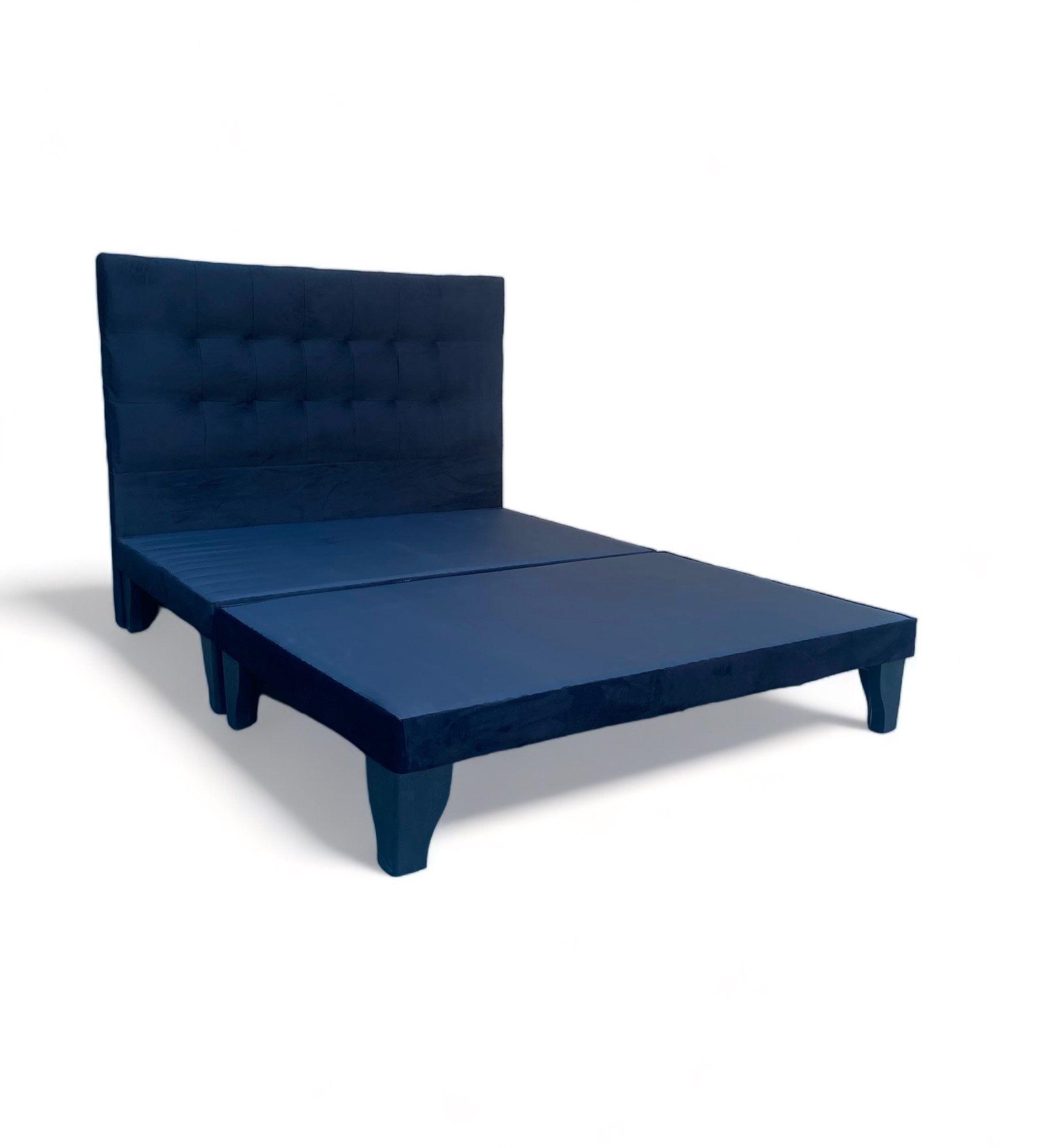 Base Europea King+ Respaldo King Valencia  Felpa Negro-0