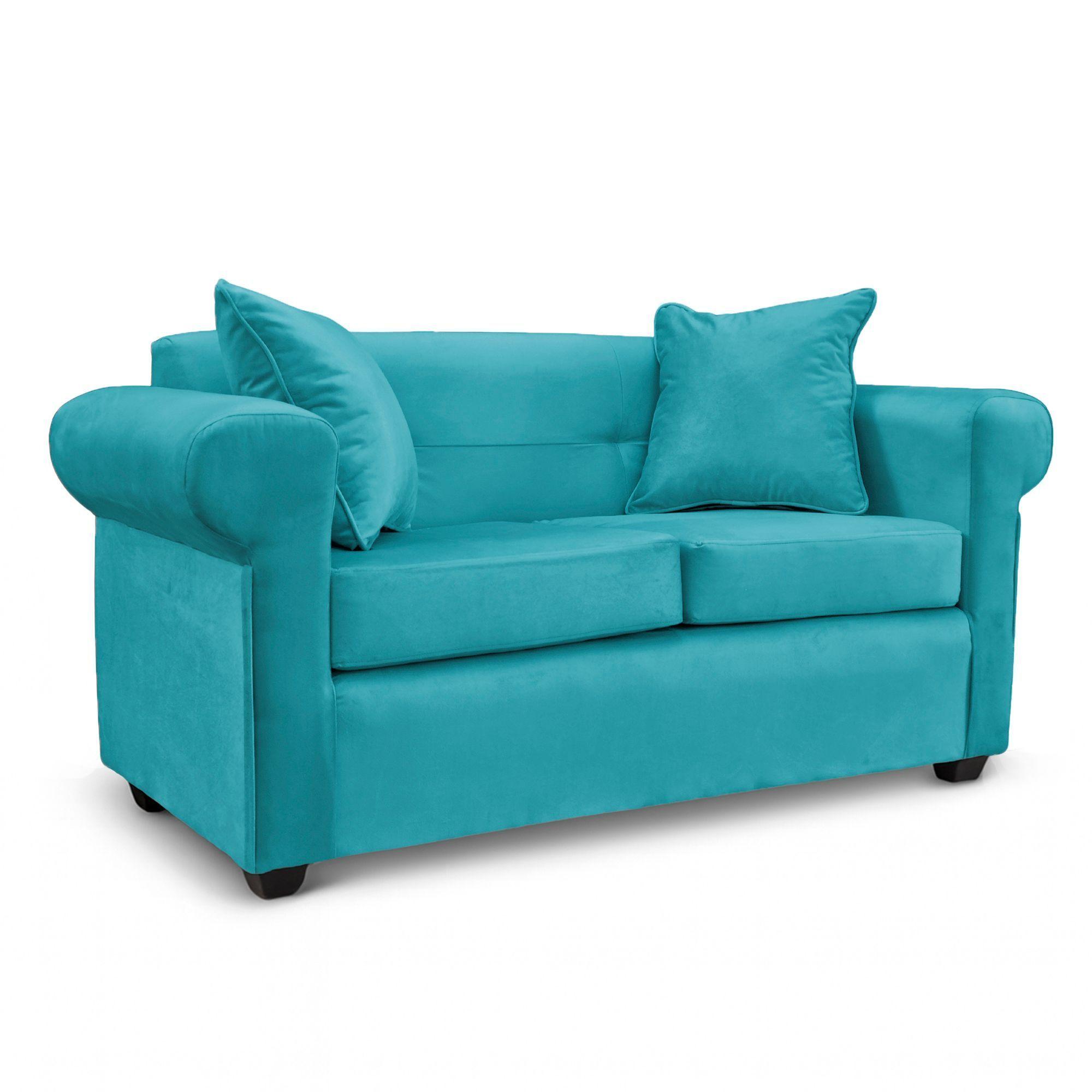 Sofa 2 Cuerpos Barcelona Felpa Turquesa-1