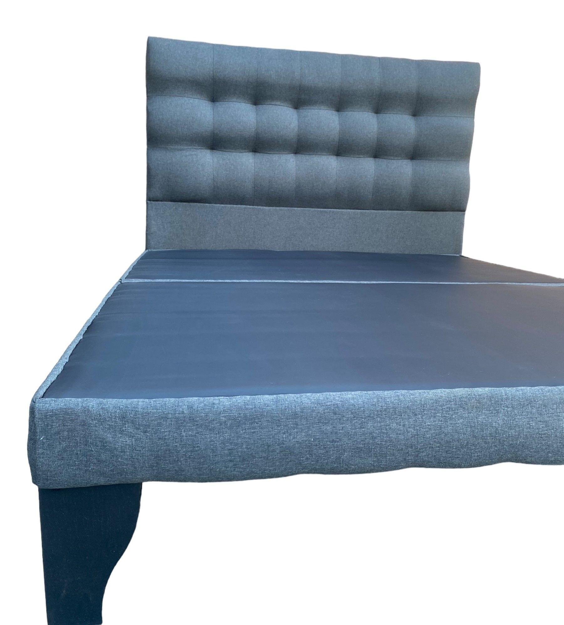 Base Europea King + Respaldo King Valencia Tela Gris Oscuro -2