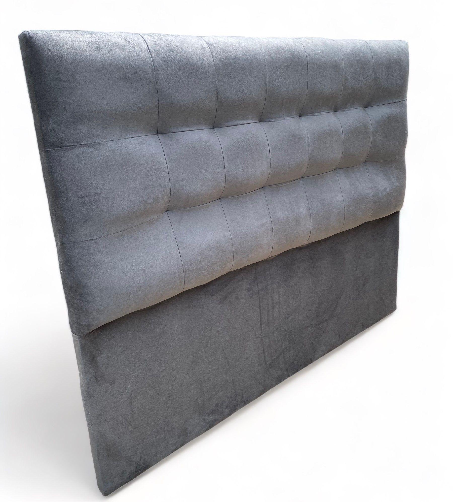 Respaldo De Cama King Valencia Felpa Gris -1