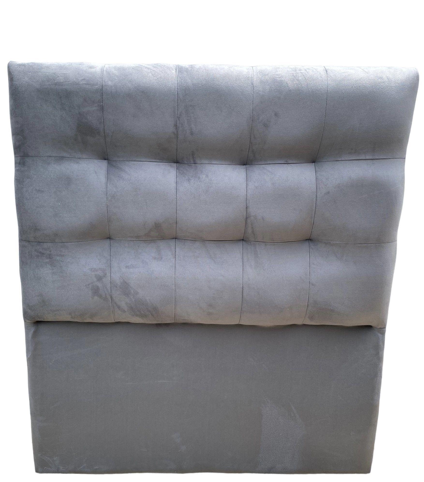 Respaldo De Cama 1.5 Plazas Valencia Felpa Gris -0