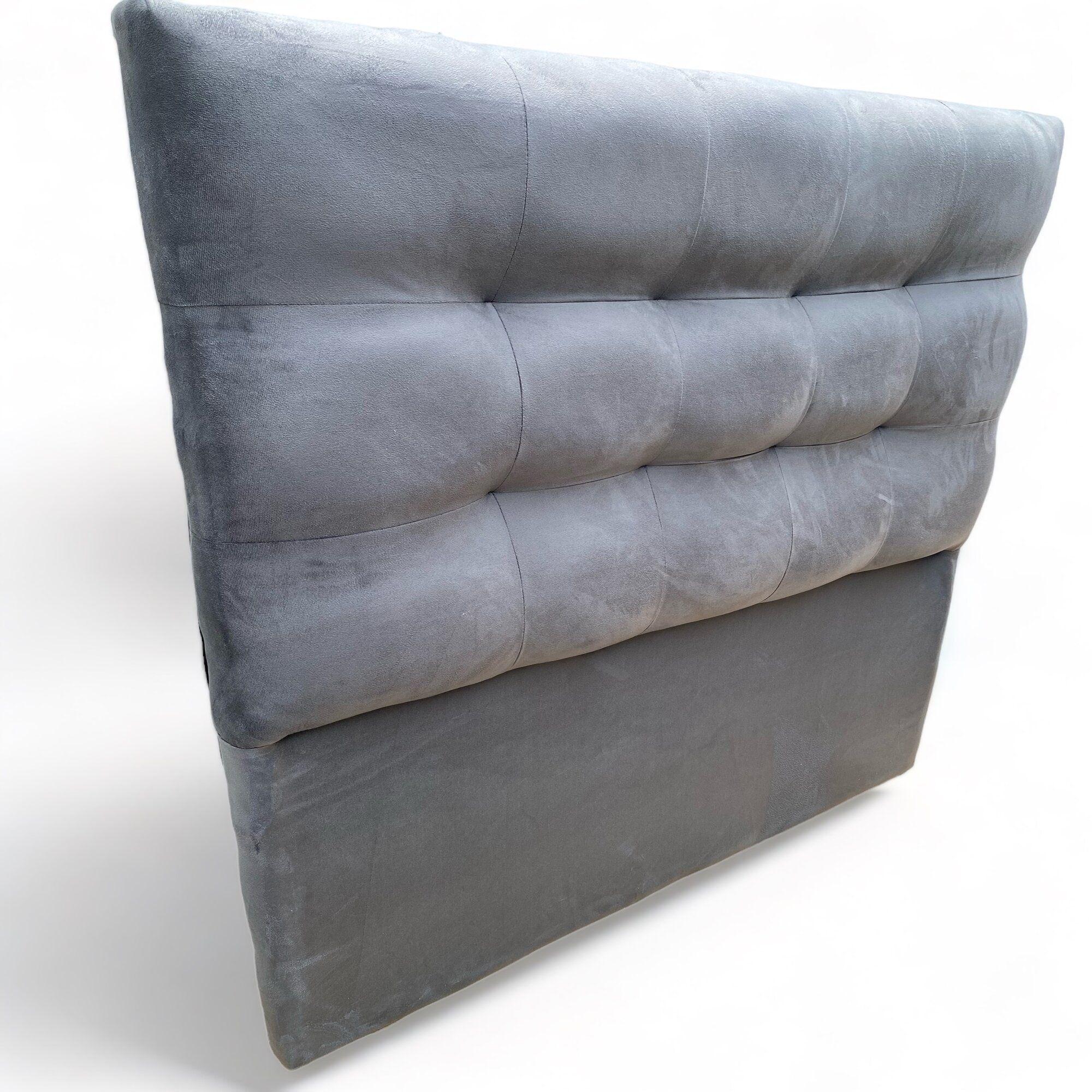 Respaldo De Cama 1.5 Plazas Valencia Felpa Gris -1