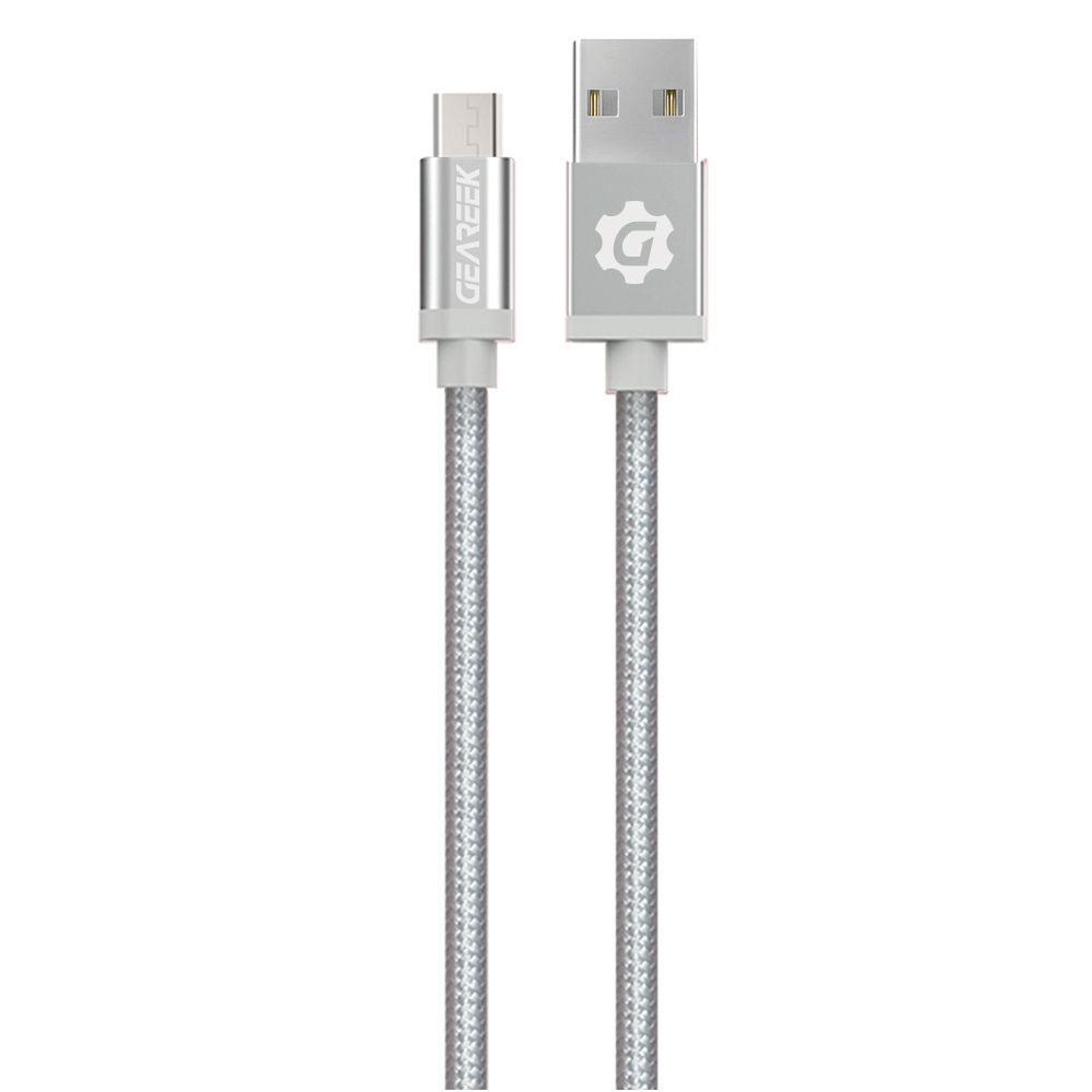 Cable Micro USB Plateado Premium Braided-0