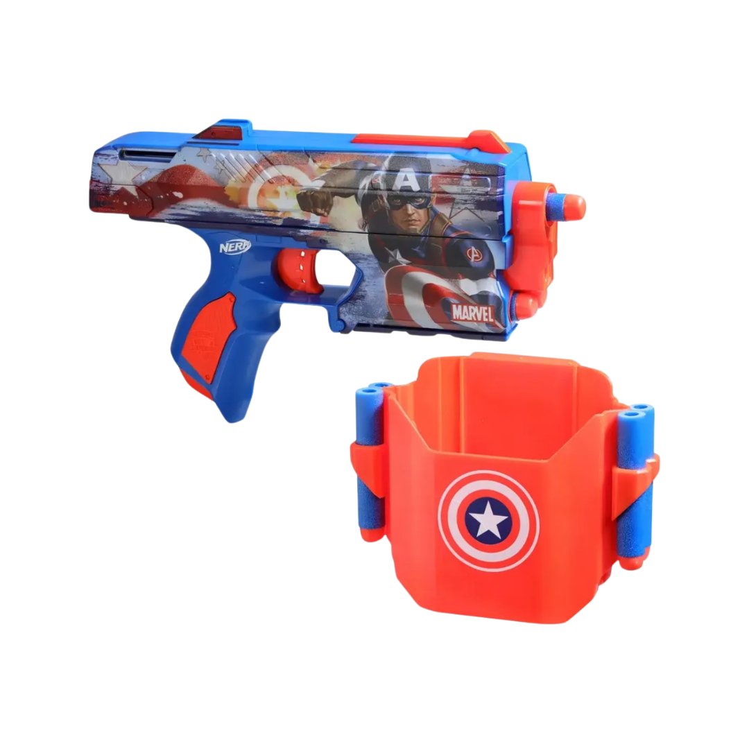 Lanzador Nerf Capit n Am rica Marvel con Funda y 10 Dardos-2
