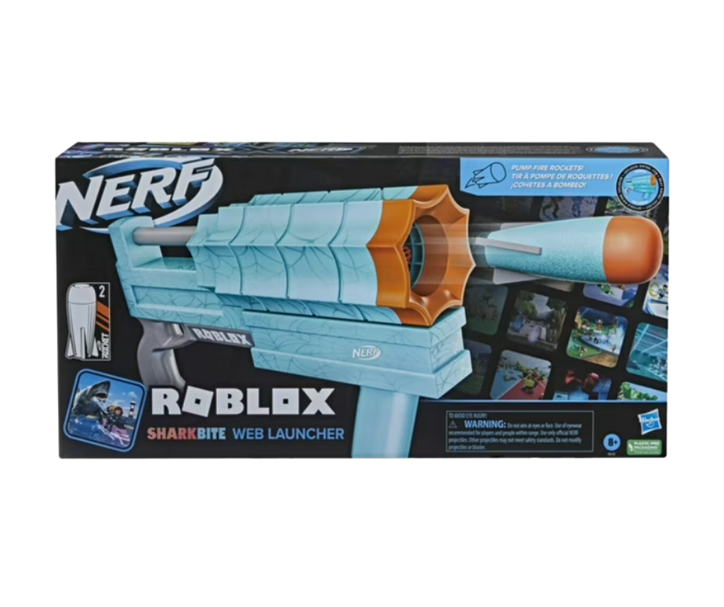 Lanzador Nerf Roblox Sharkbite Web Launcher Con 2 Cohetes Color Agua-2