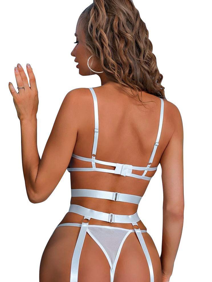 Conjunto lencería  sexy cadenas - Blanco -1