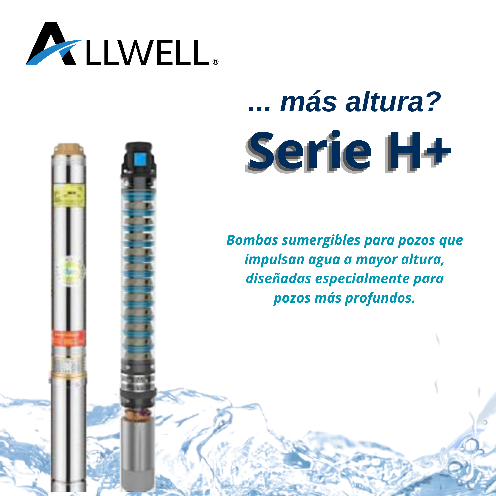 BOMBA SUMERGIBLE POZO ALLWELL 3" 1.5 HP H+ 75QJD140-1.1-2