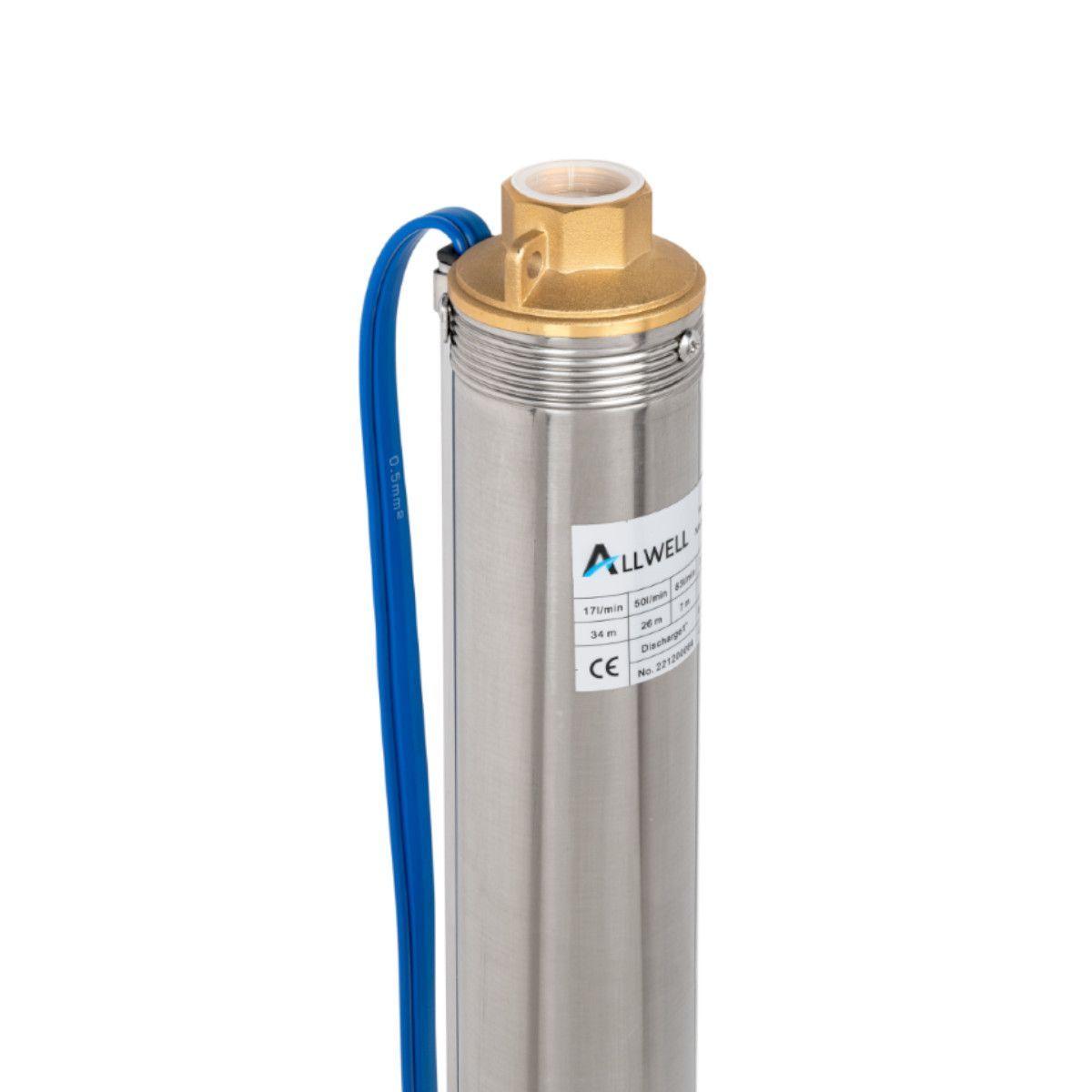 BOMBA SUMERGIBLE POZO ALLWELL 3" 0.5 HP H+ 3SDM2/15-0.37-2