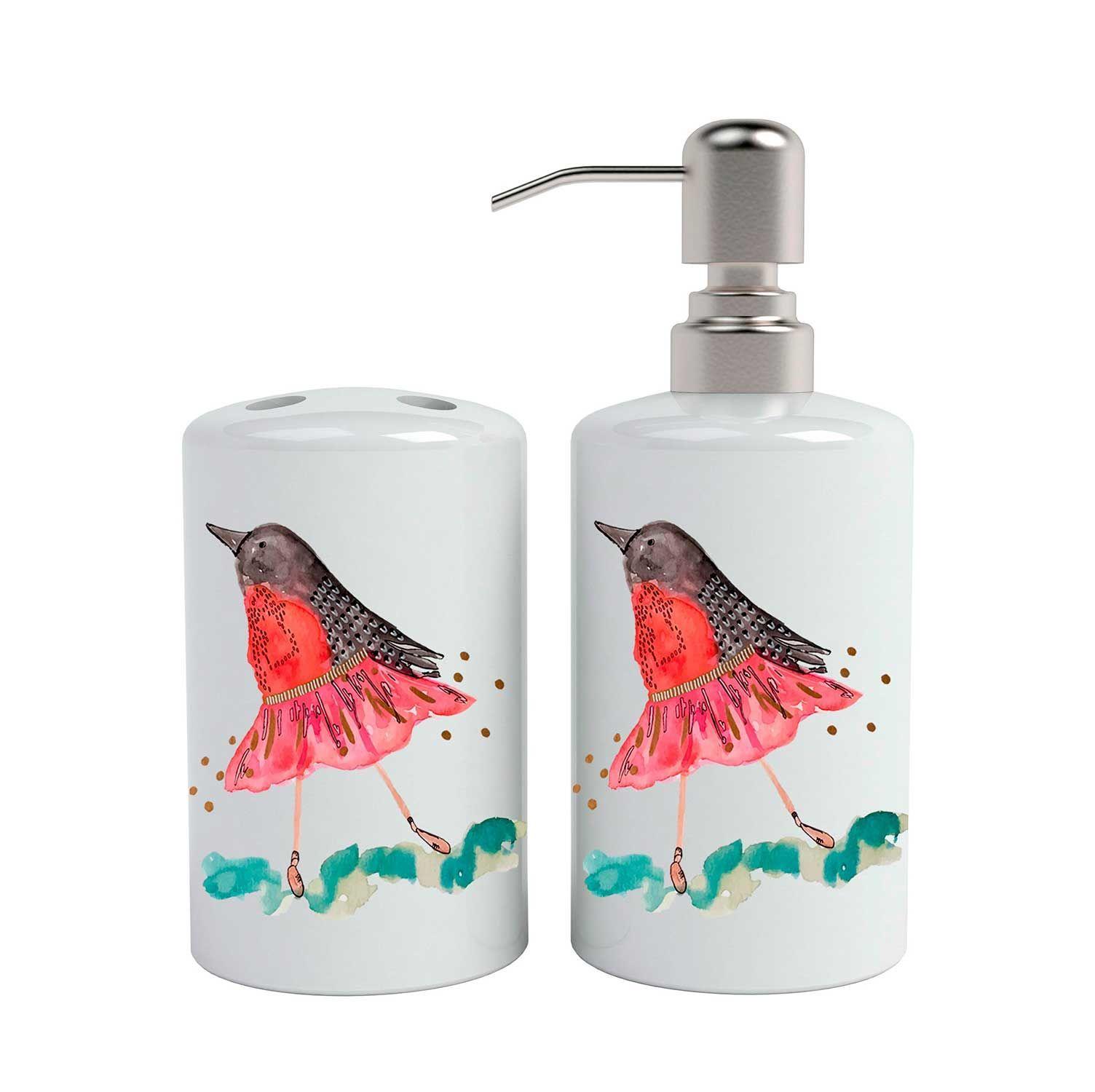 Set de baño cerámica 2 piezas pájaro bailarín Paper Home-0