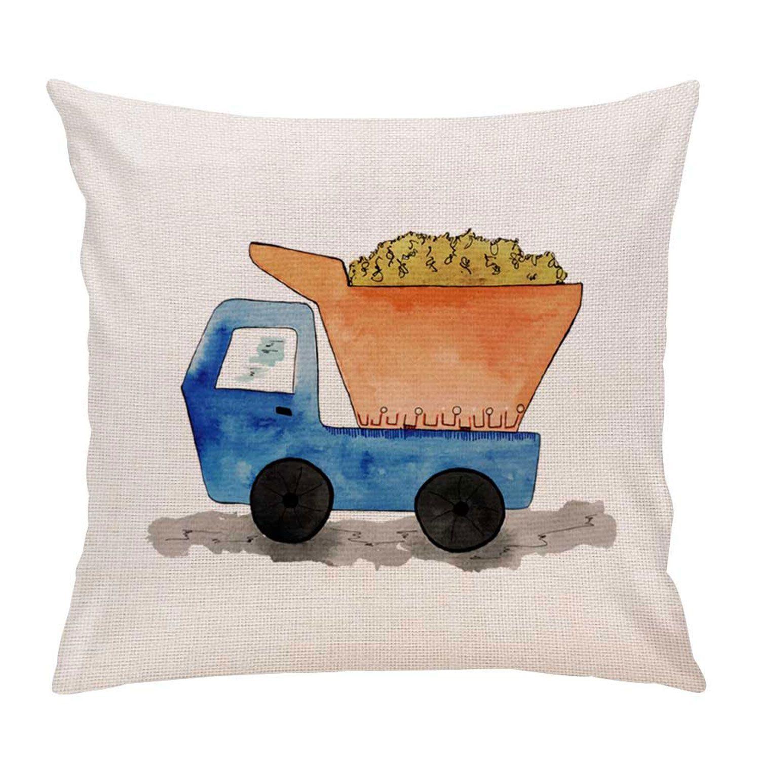 Cojín con relleno 45 x 45 cm camión tierra infantil Paper Home-0